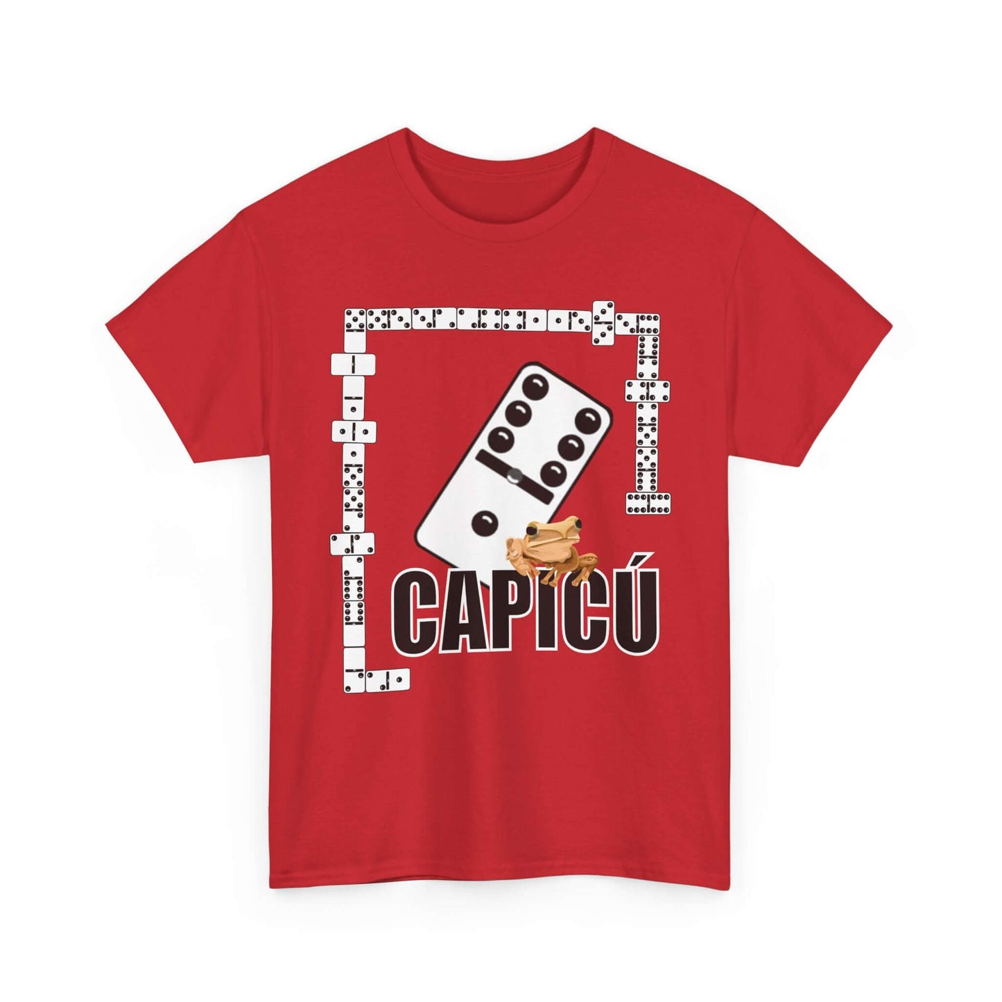 CAPICÚ Black T-Shirt - Unique Domino Design with Whimsical Coqui Accent"