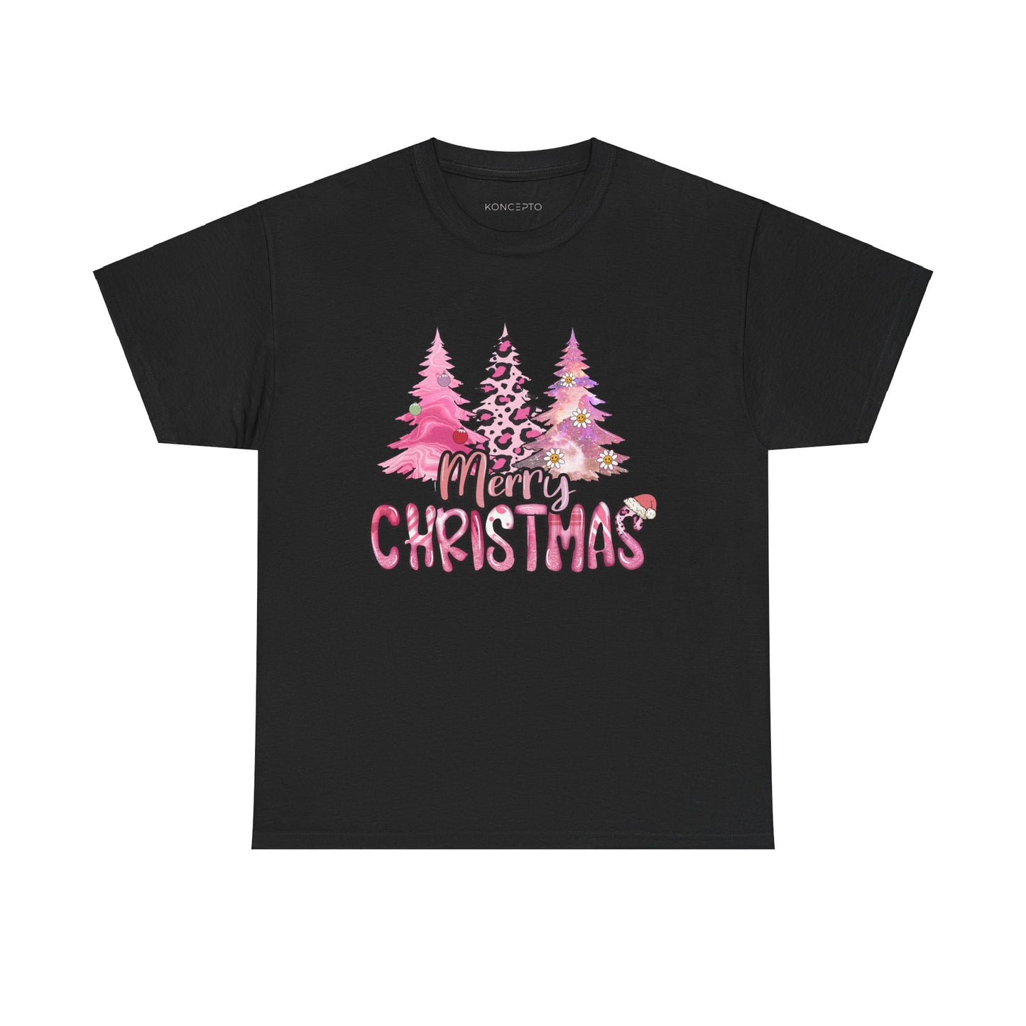 Merry Christmas - Trendy Pink and Black Christmas Trees