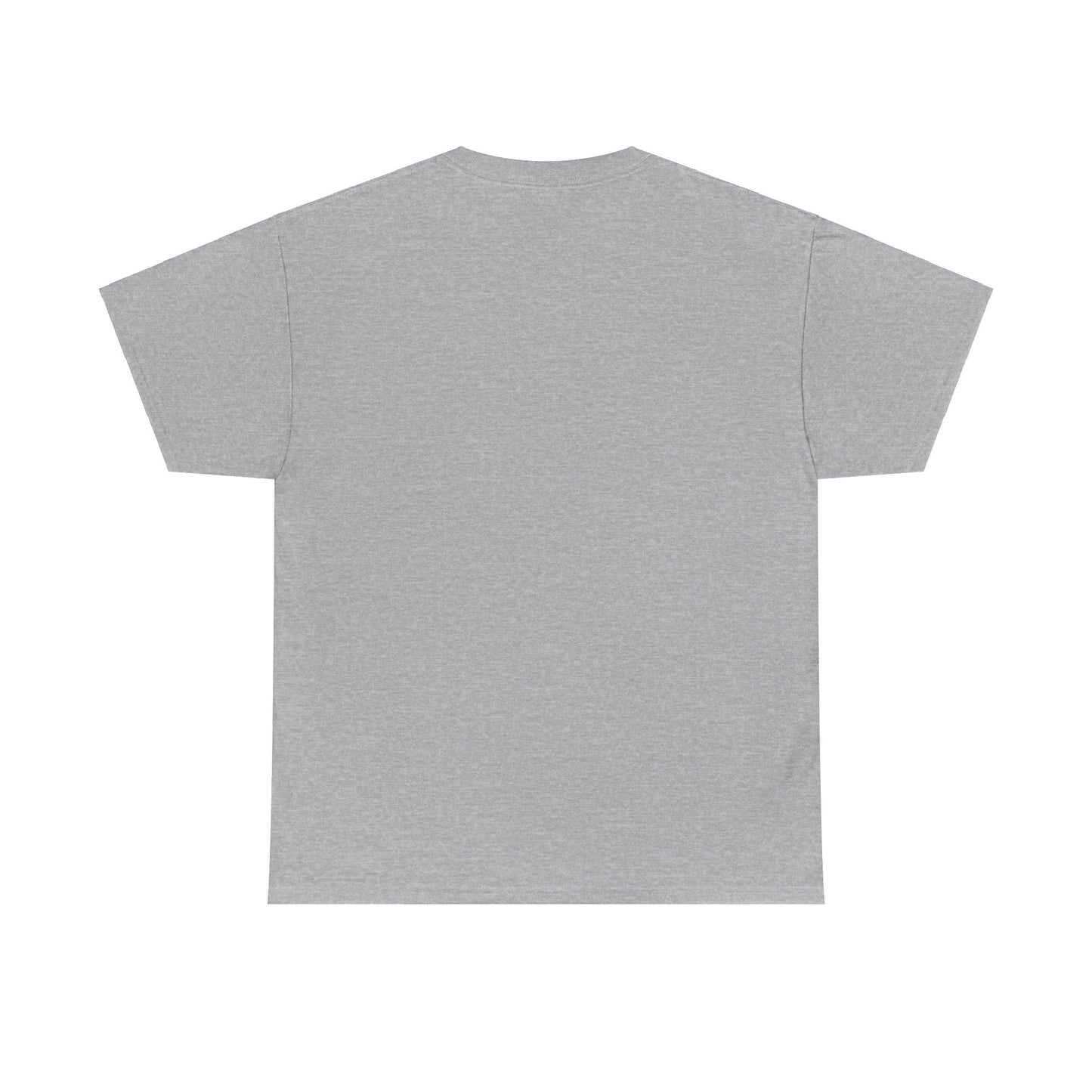 Back view of a cozy gray holiday T-shirt, ideal for festive beverages and casual celebrations. Perfect for year-round comfort.