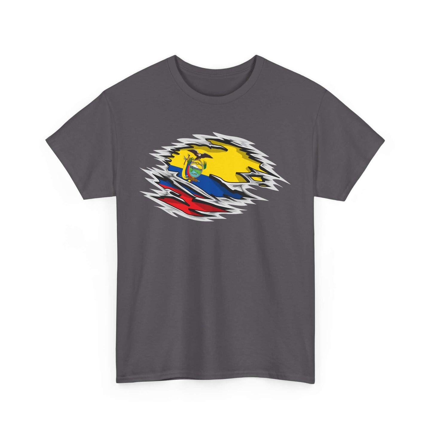 T-Shirt Ecuador Ripped Flag Colors Unisex Heavy Cotton Tee