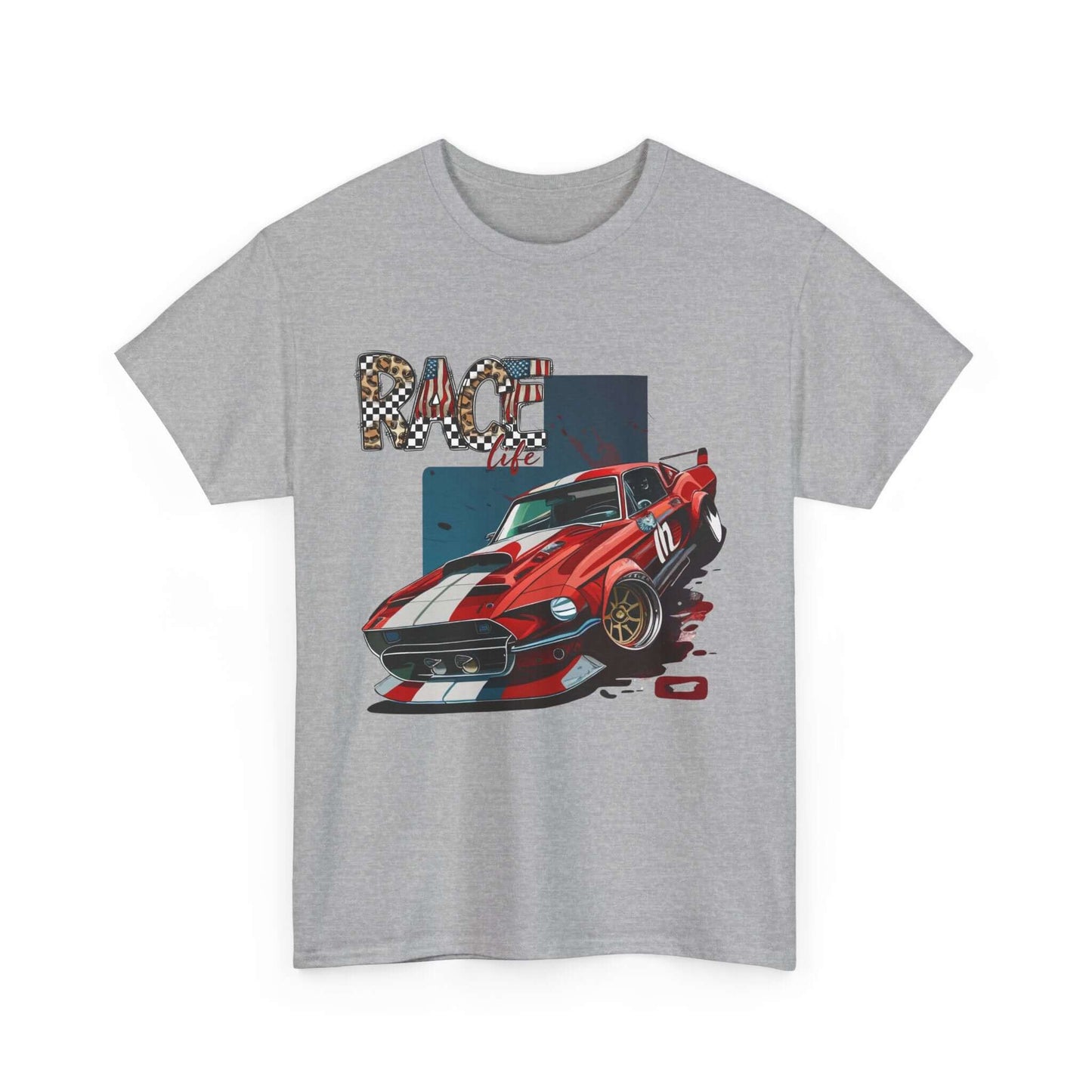 Racing Life Muscle Car T-Shirt, Track Day Tee, Patriotic Racer Gift, iconic Mustang rendition