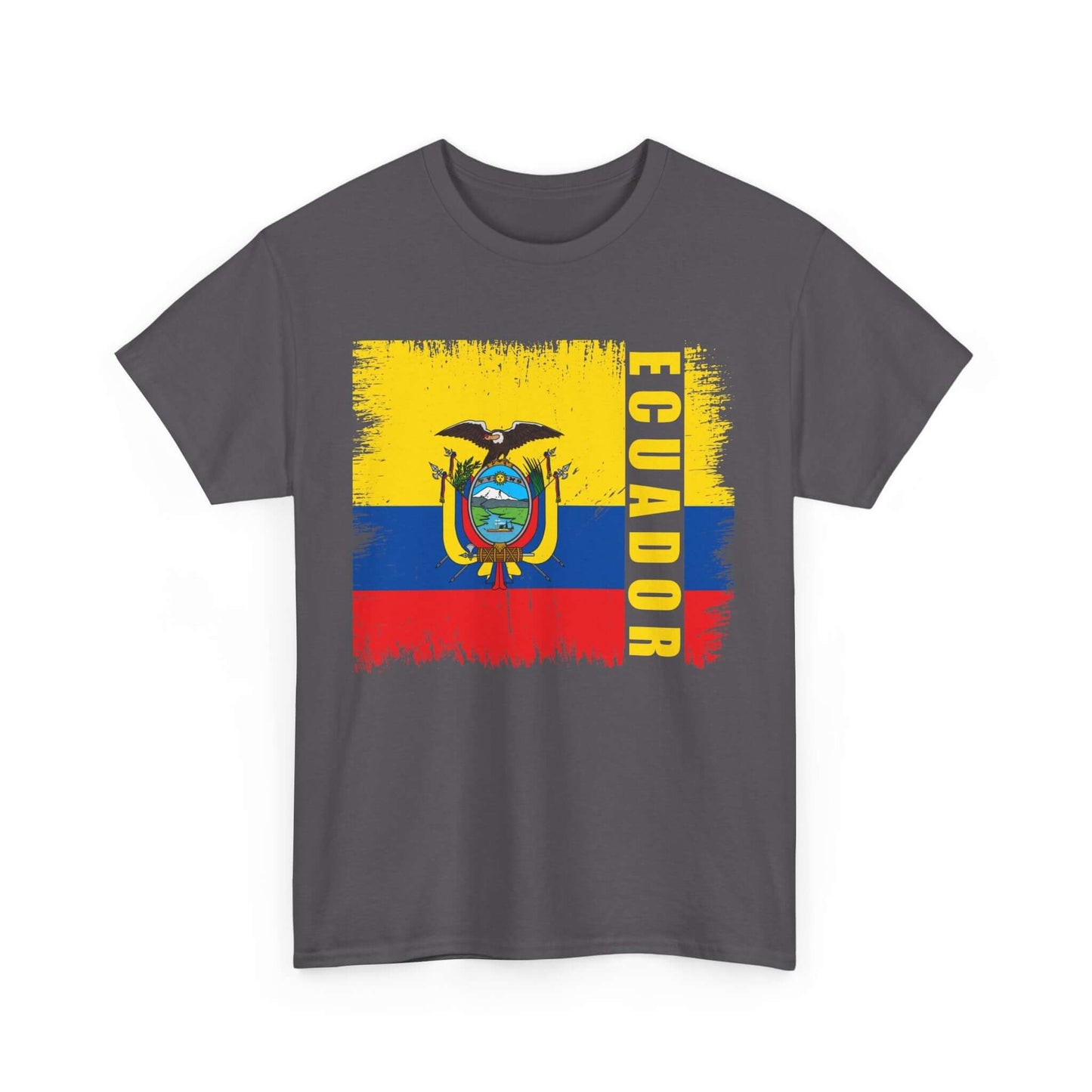 T-Shirt Ecuador Distressed Painted Flag Colors Unisex Heavy Cotton Tee