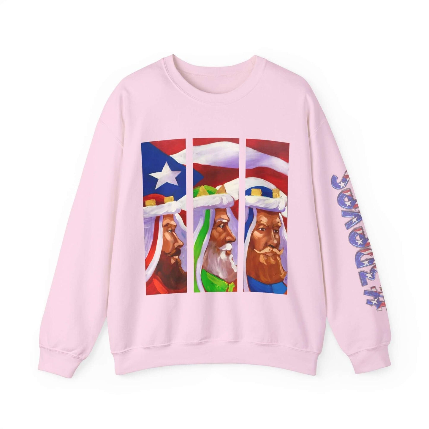 Festive Three Kings Holiday Sweater - Cream-Colored Cozy Delight with Puerto Rican Flag Sky