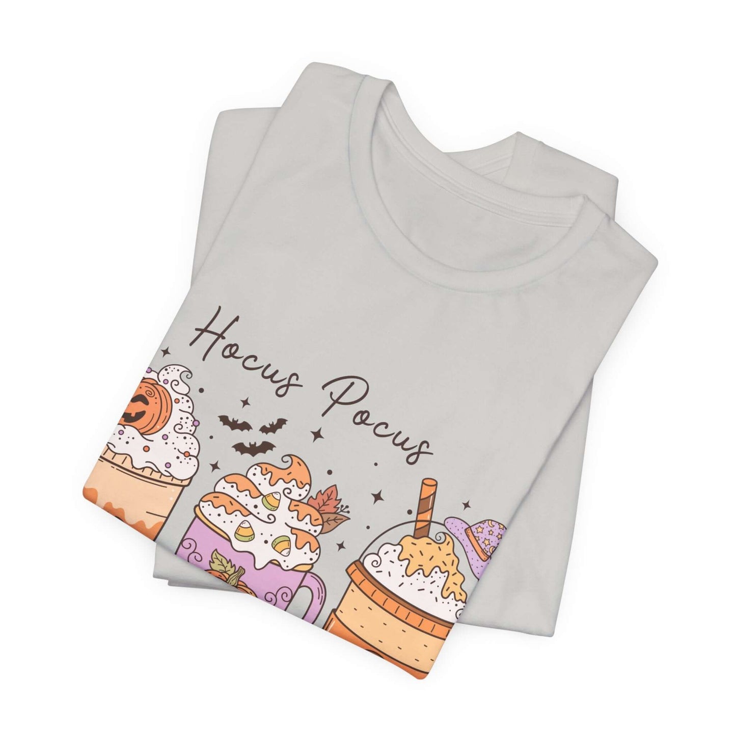 Halloween Coffee Lover's T-shirt, Hocus Pocus I Need Coffee to Focus, Women's Spooky Shirt for Brew-Witching Mornings and Halloween Parties.