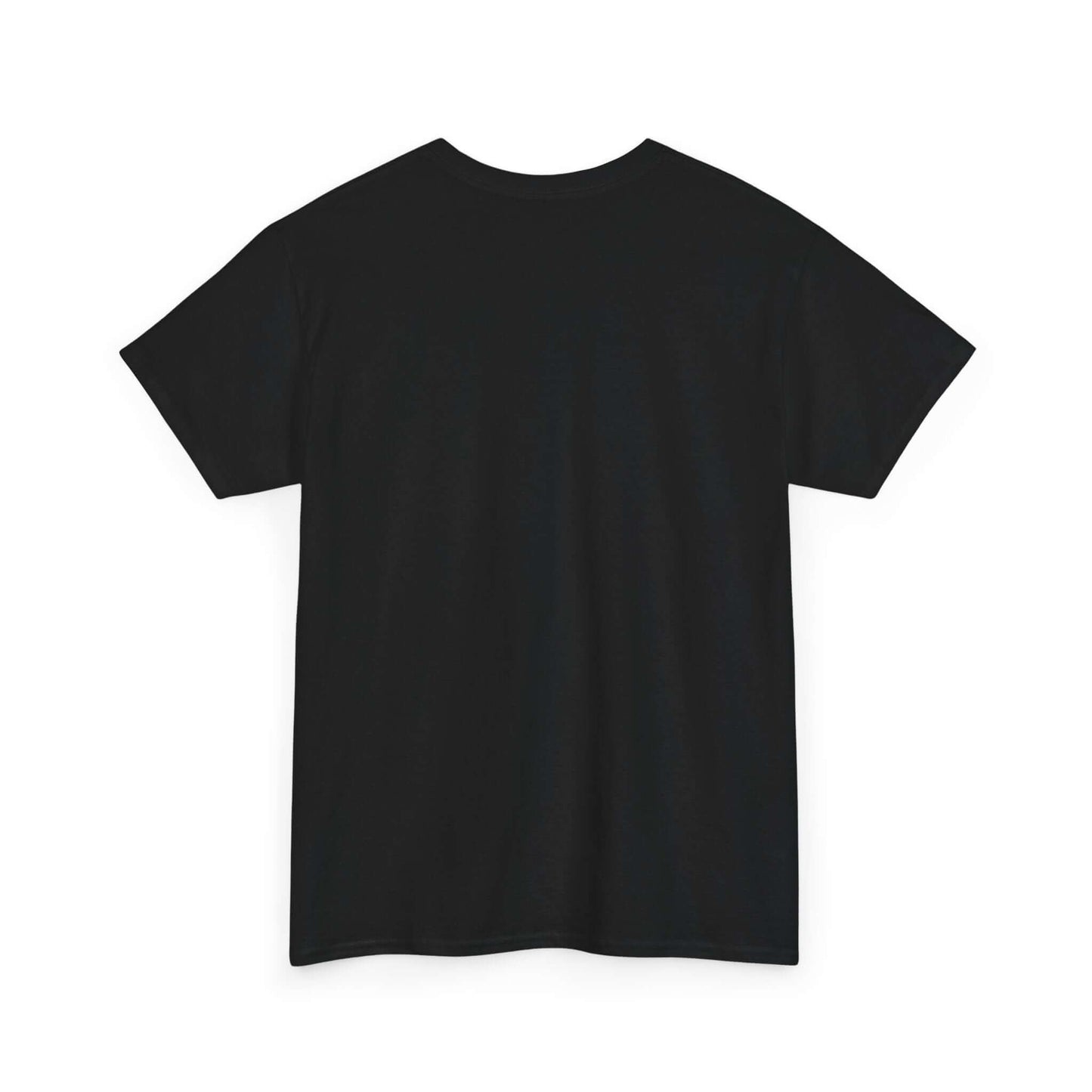 Black t-shirt back view, showcasing a stylish and comfortable design for urban streetwear enthusiasts.