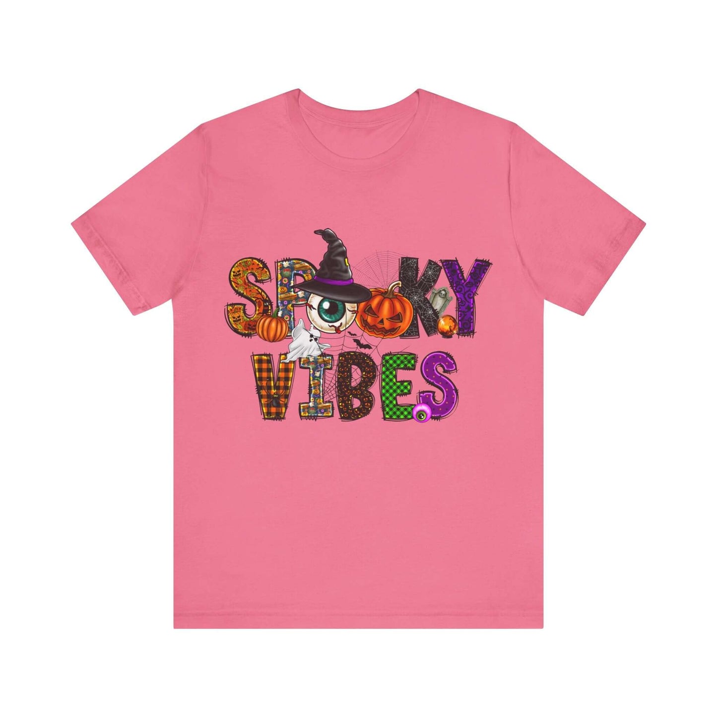 Halloween Vibes Women's T-shirt - Spooky Mischievous Goblins and Fluttering Bats - Cartoon Scary Tee for Halloween Outfits and Tingling Fun.