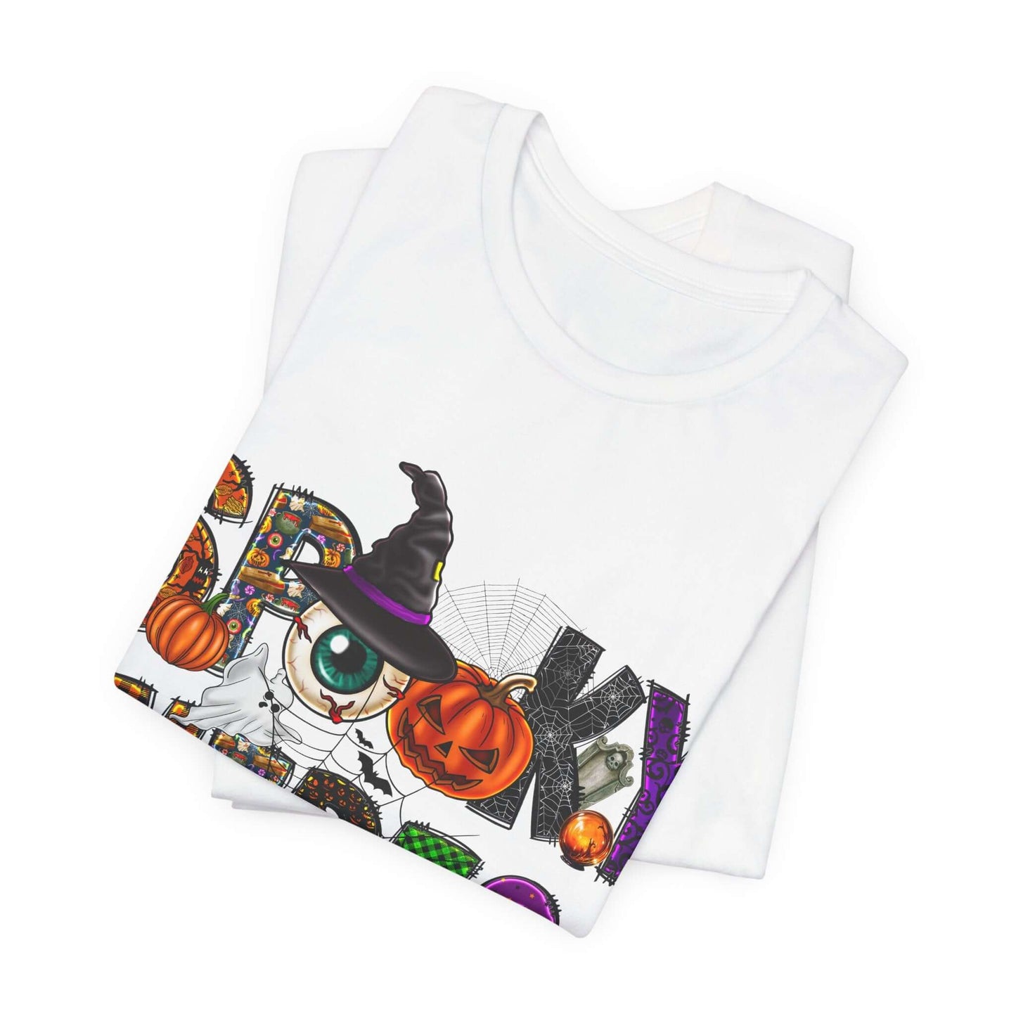 Halloween Vibes Women's T-shirt - Spooky Mischievous Goblins and Fluttering Bats - Cartoon Scary Tee for Halloween Outfits and Tingling Fun.