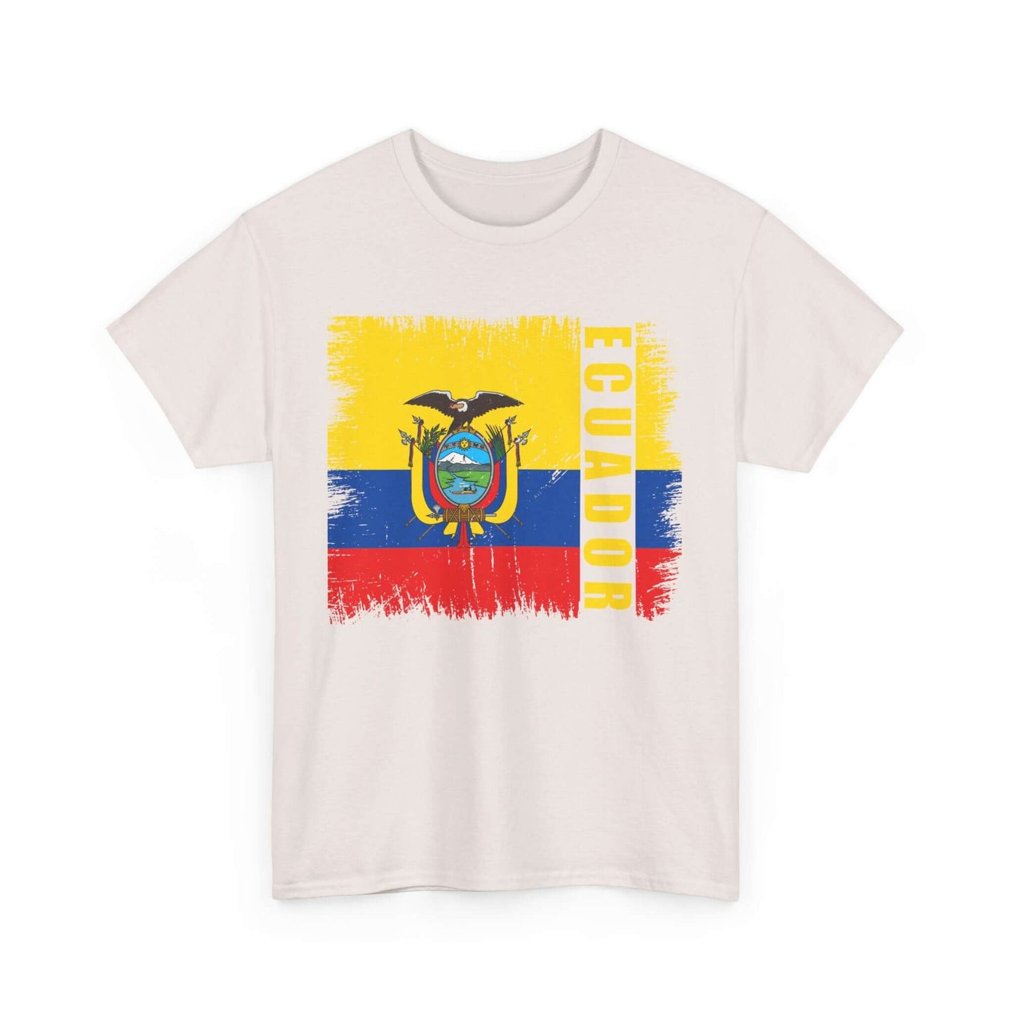 T-Shirt Ecuador Distressed Painted Flag Colors Unisex Heavy Cotton Tee