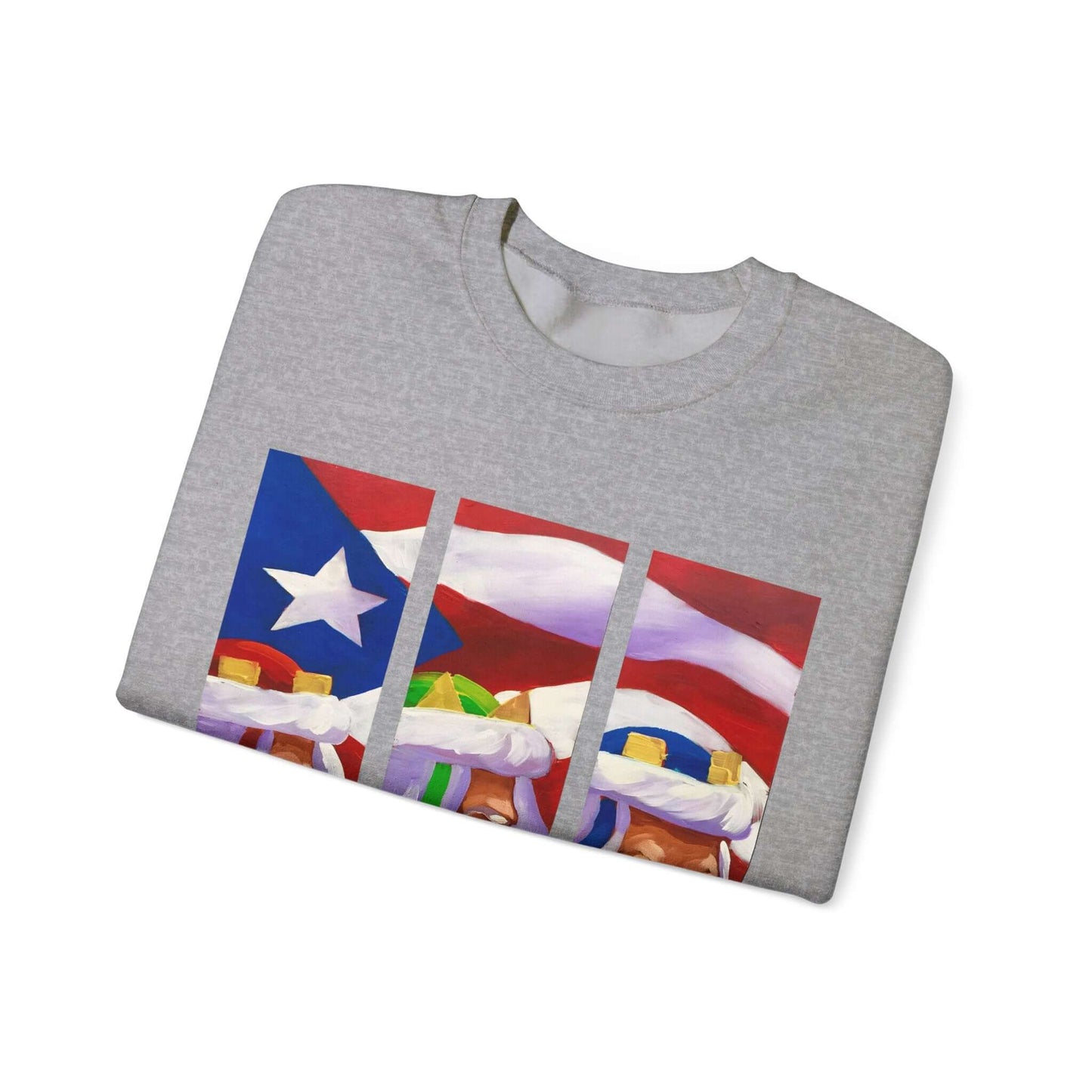 Festive Three Kings Holiday Sweater - Cream-Colored Cozy Delight with Puerto Rican Flag Sky