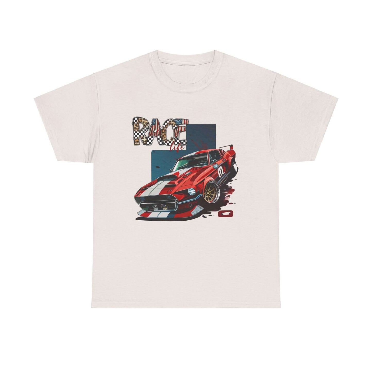 Racing Life Muscle Car T-Shirt, Track Day Tee, Patriotic Racer Gift, iconic Mustang rendition