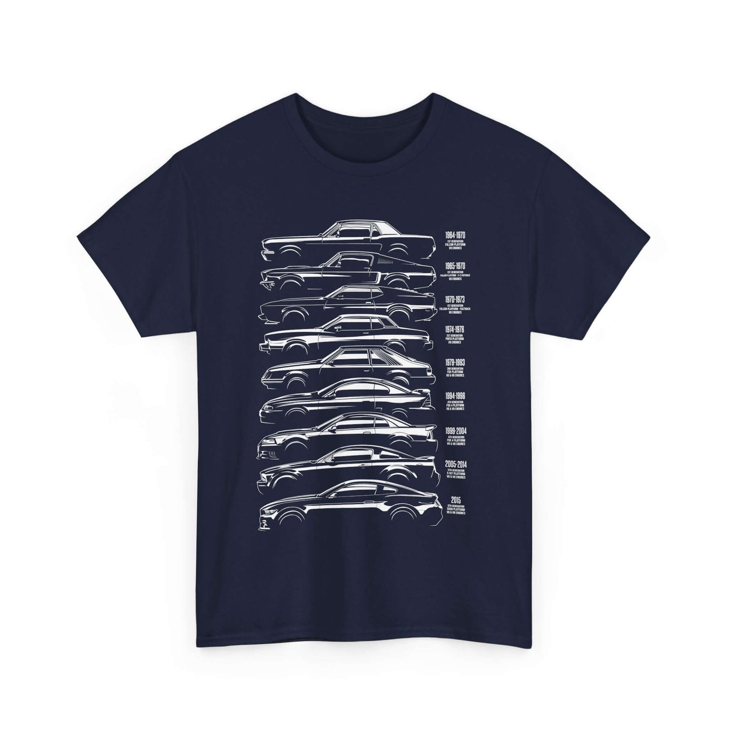 Evolution Tee - Unisex Heavy Cotton Shirt with Vintage to Modern Year-by-Year Specs