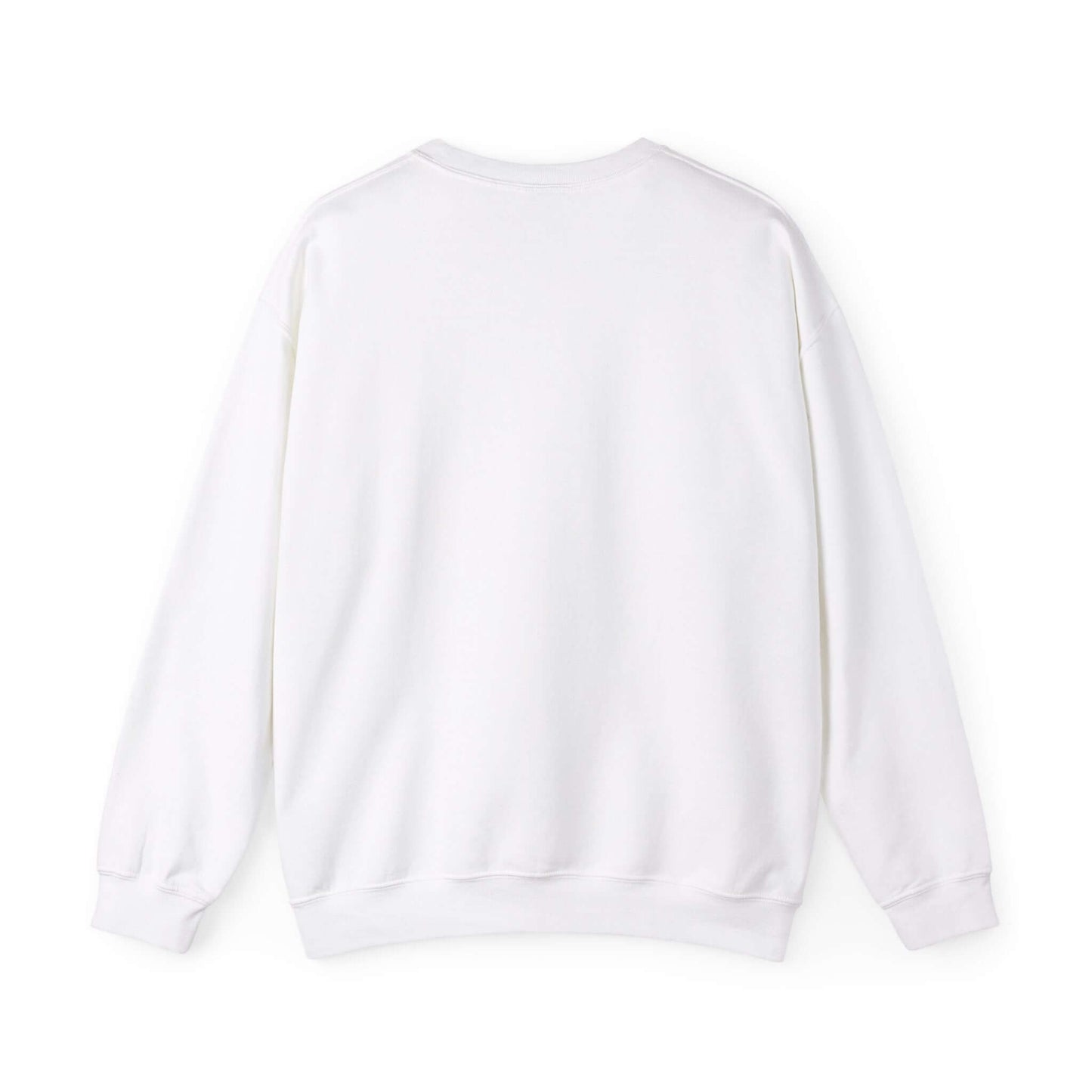 Plain white sweater back view, ideal for customization and holiday designs.