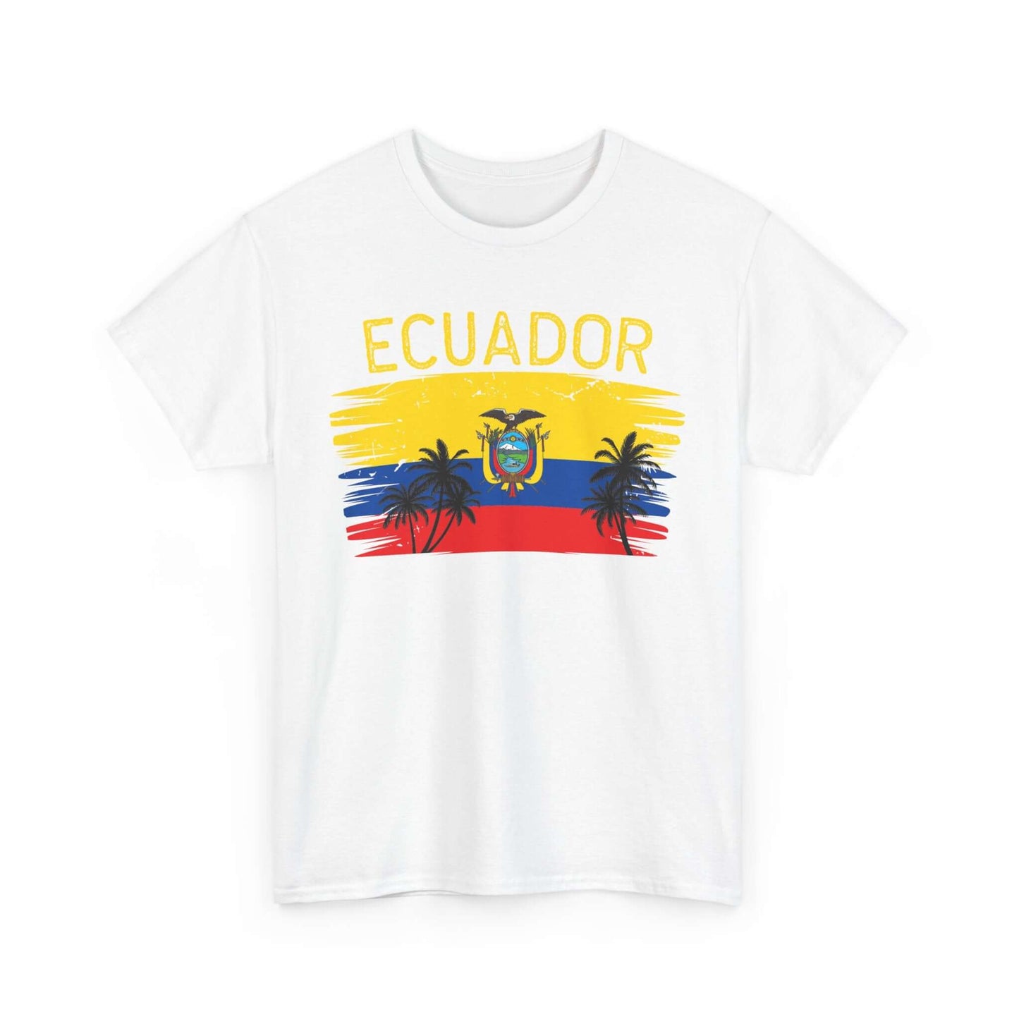 Ecuador Brushed Flag Colors Palm Trees Tee