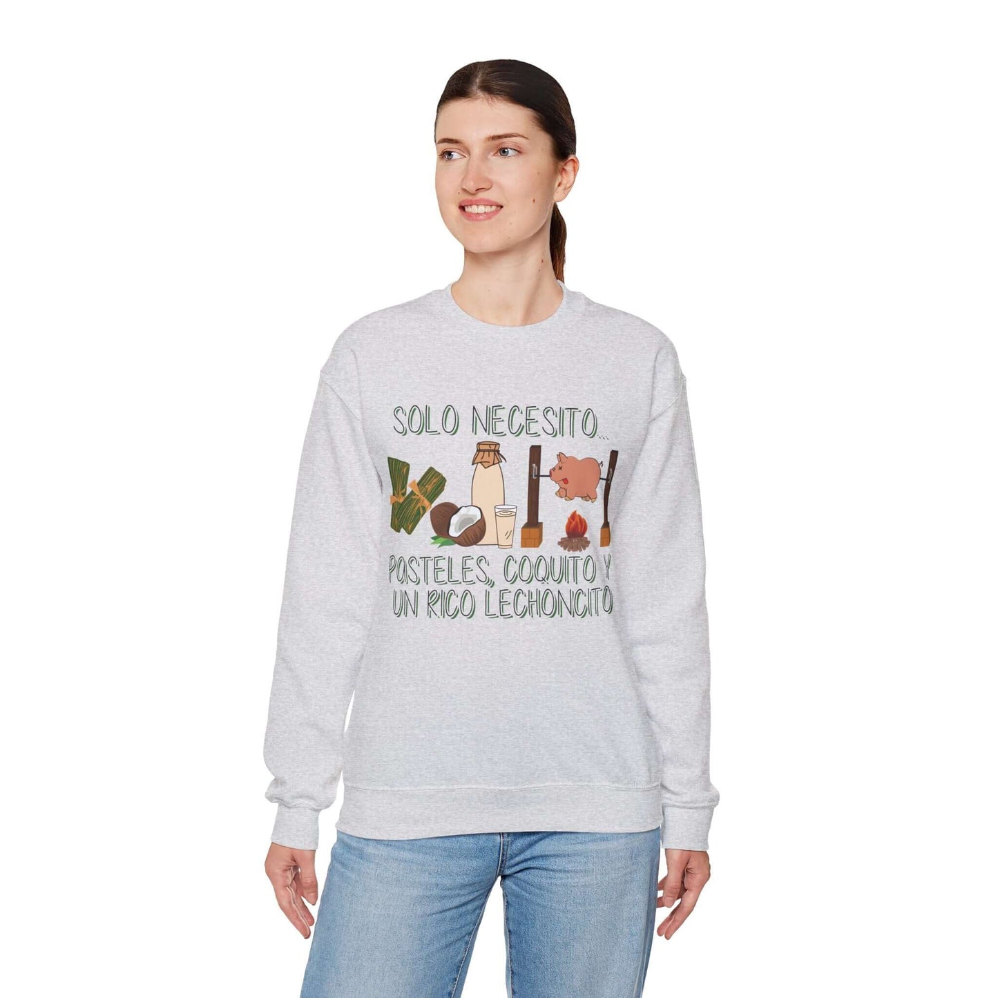 Cozy Holiday Sweater - Puerto Rican Cuisine Graphic Tee - Pasteles, Coquito, Lechon Cito - Festive Winter Fashion