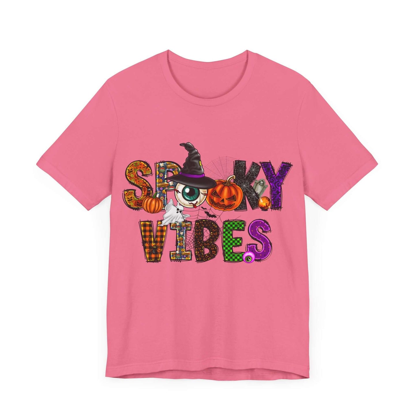 Halloween Vibes Women's T-shirt - Spooky Mischievous Goblins and Fluttering Bats - Cartoon Scary Tee for Halloween Outfits and Tingling Fun.