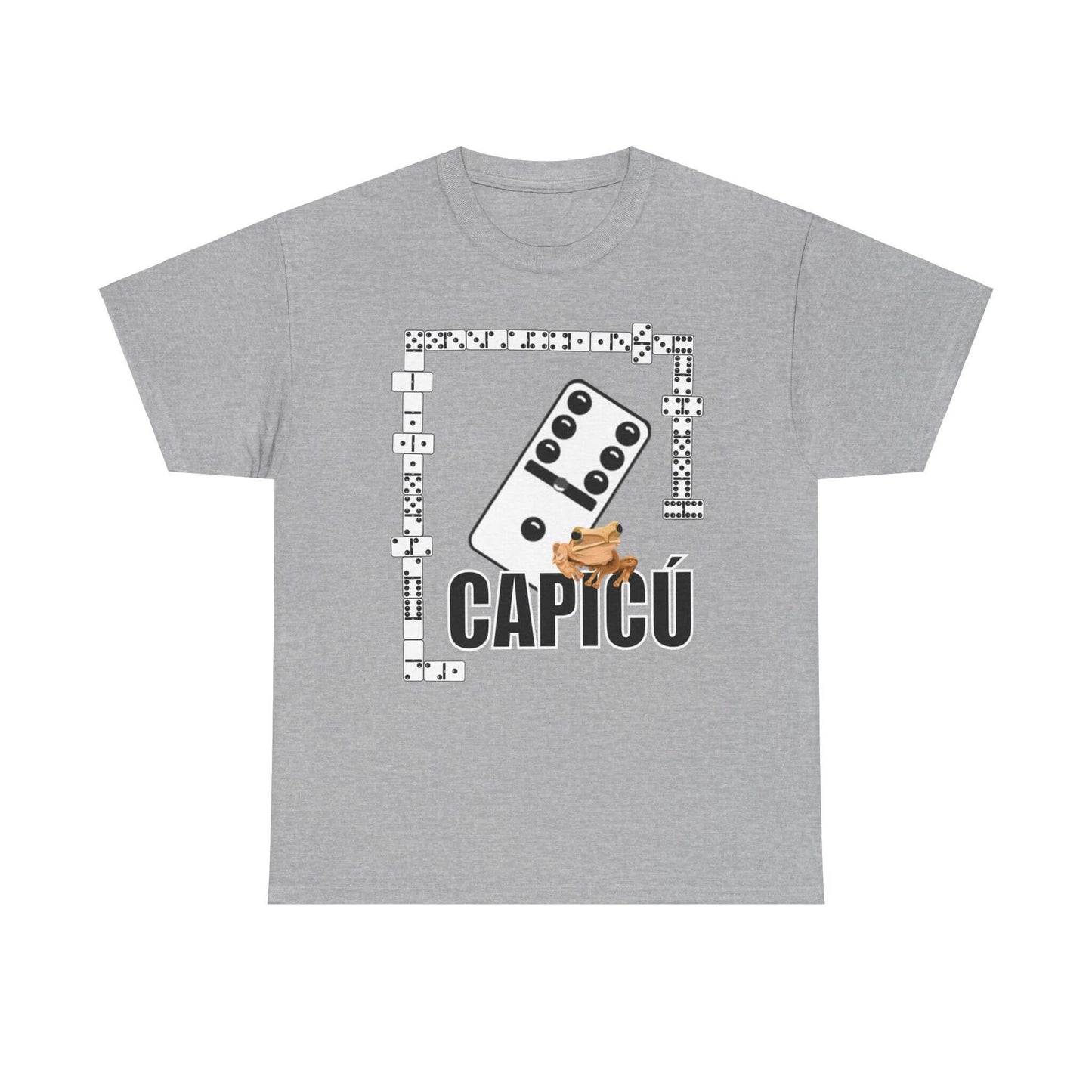 CAPICÚ Black T-Shirt - Unique Domino Design with Whimsical Coqui Accent"