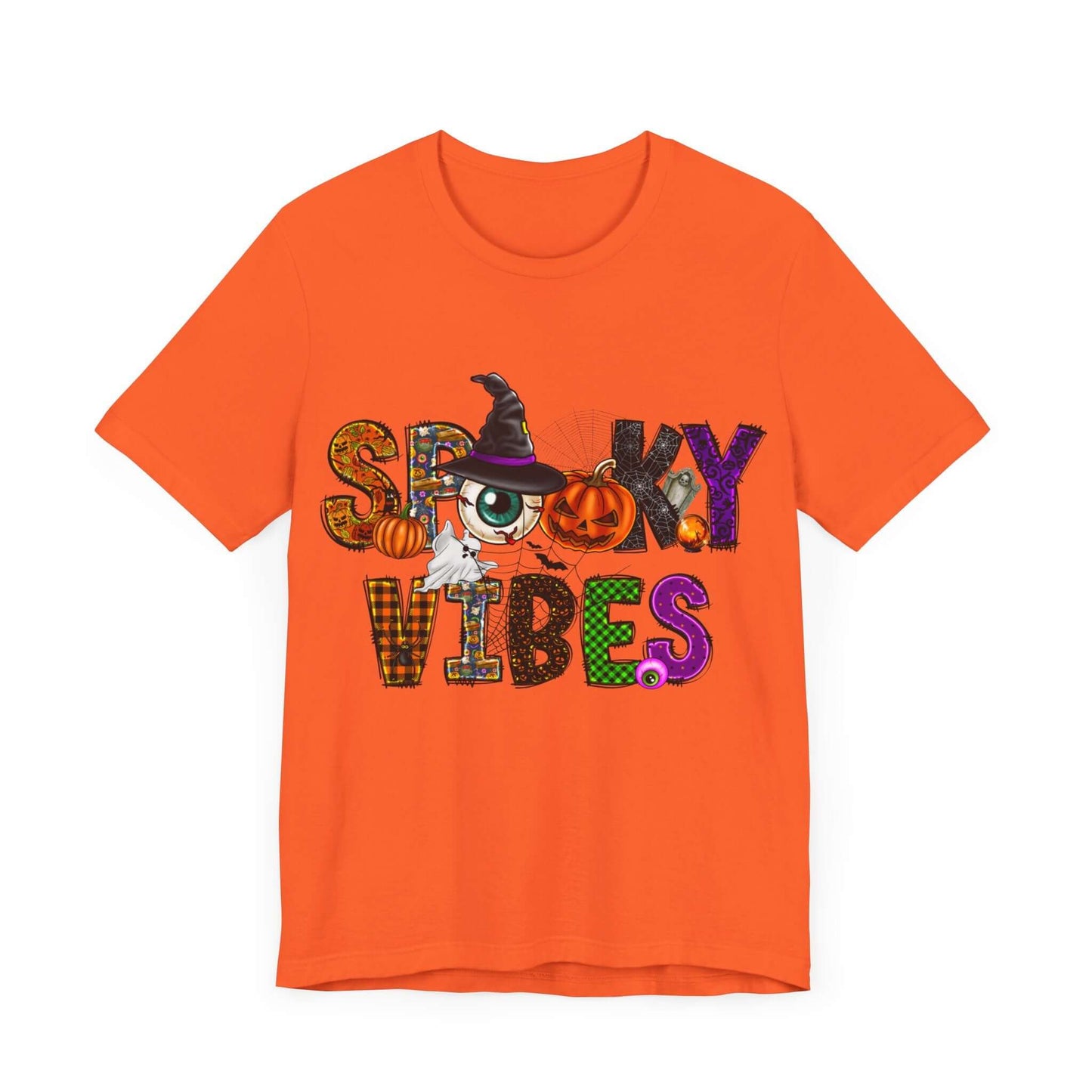 Halloween Vibes Women's T-shirt - Spooky Mischievous Goblins and Fluttering Bats - Cartoon Scary Tee for Halloween Outfits and Tingling Fun.