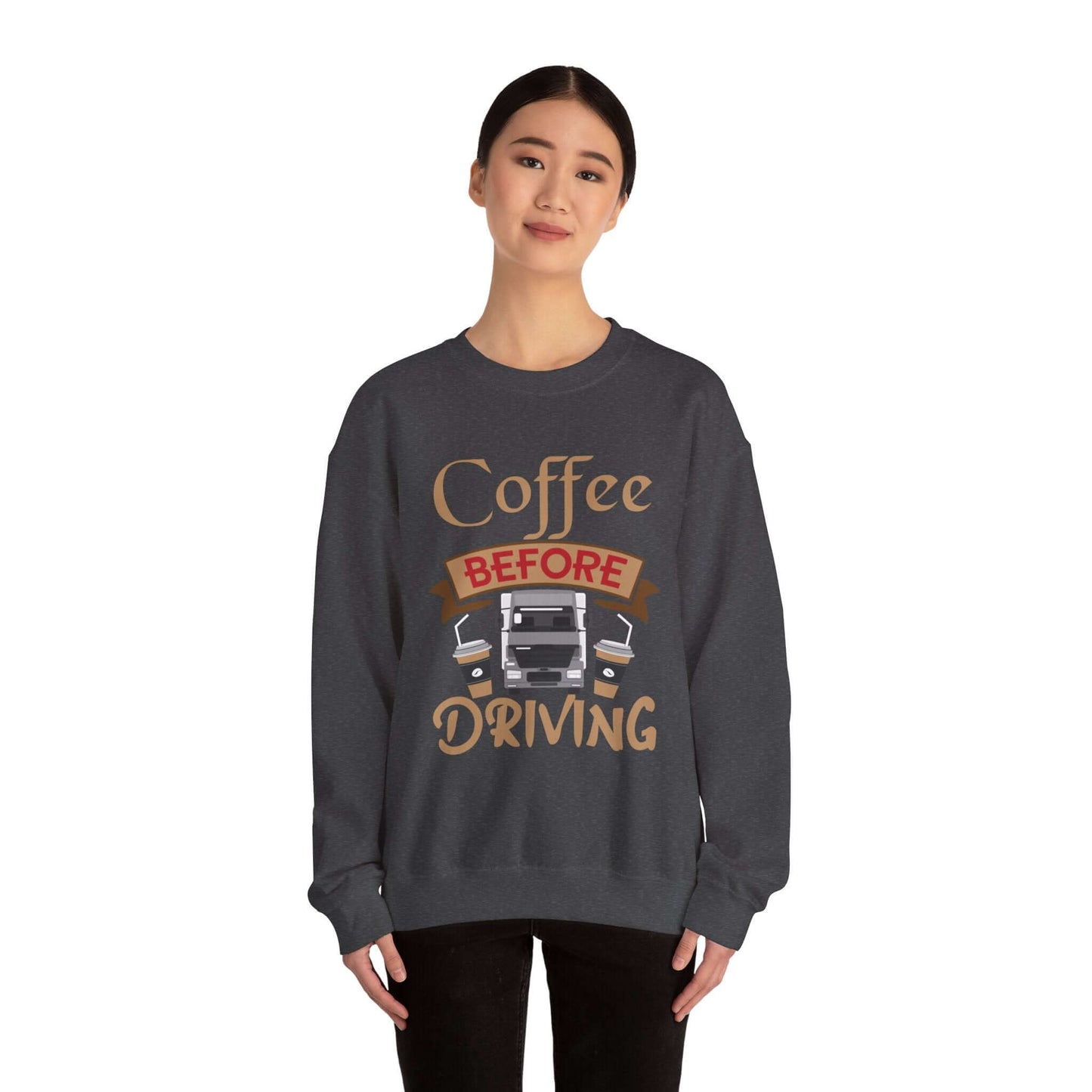 Vintage Car & Coffee Lover Grey Crewneck - Cozy Casual Statement Sweatshirt