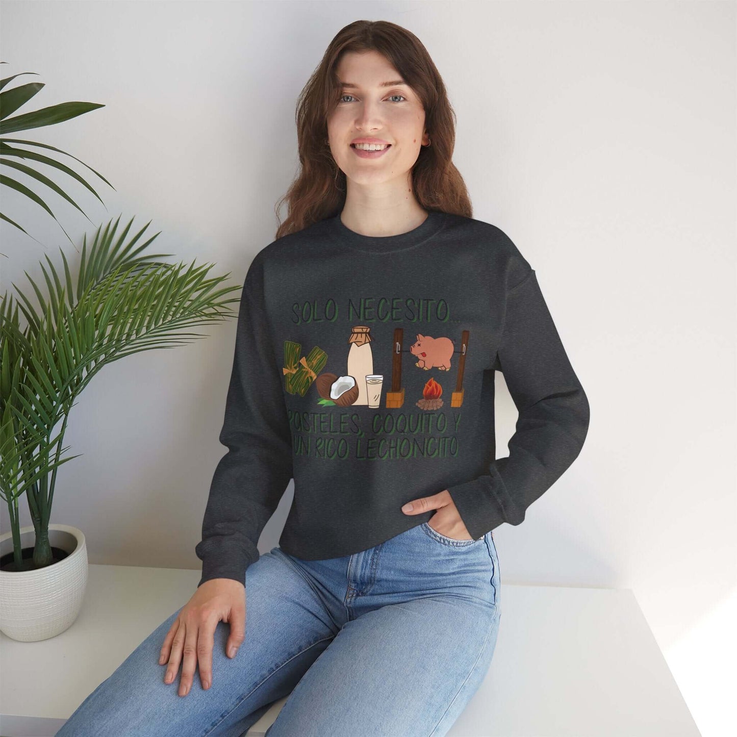 Cozy Holiday Sweater - Puerto Rican Cuisine Graphic Tee - Pasteles, Coquito, Lechon Cito - Festive Winter Fashion