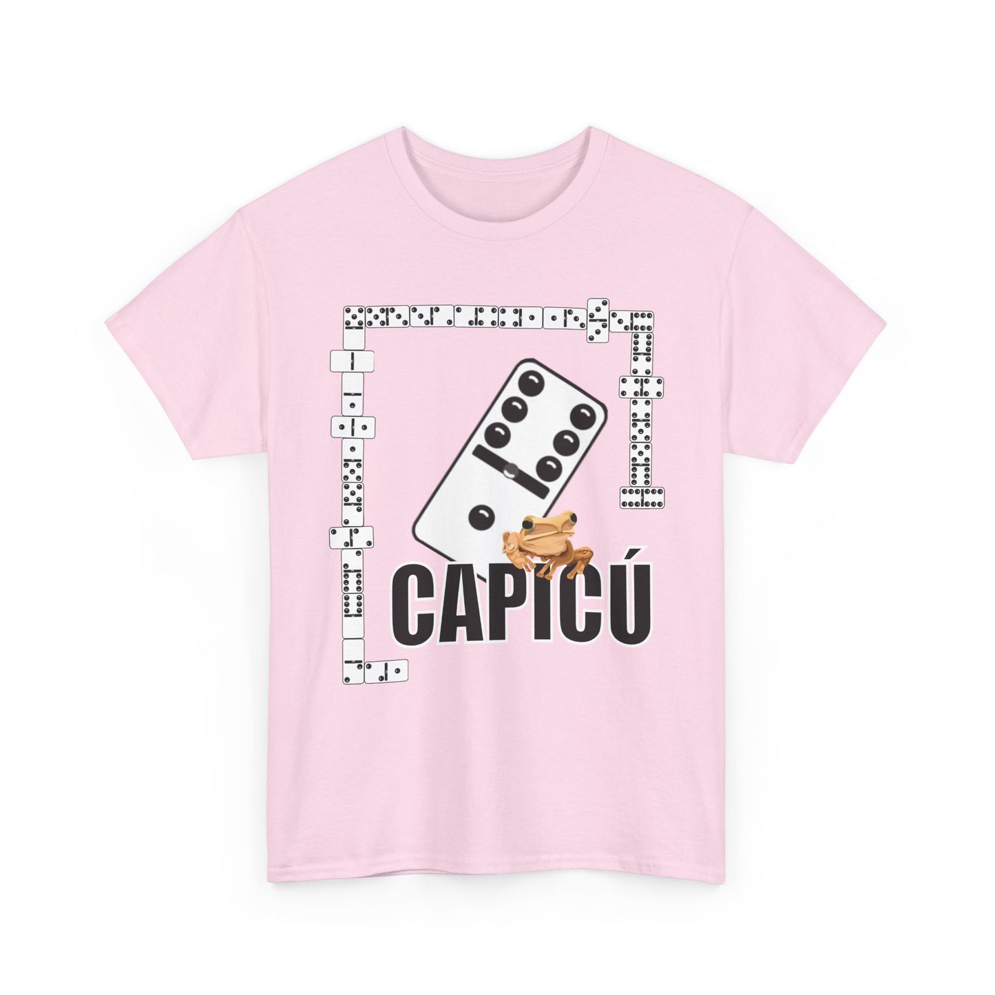 CAPICÚ Black T-Shirt - Unique Domino Design with Whimsical Coqui Accent