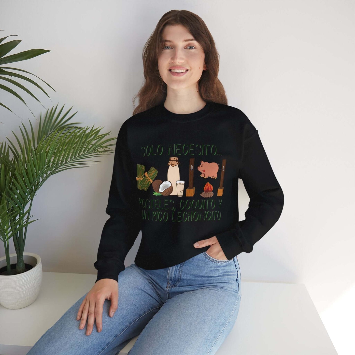 Cozy Holiday Sweater - Puerto Rican Cuisine Graphic Tee - Pasteles, Coquito, Lechon Cito - Festive Winter Fashion