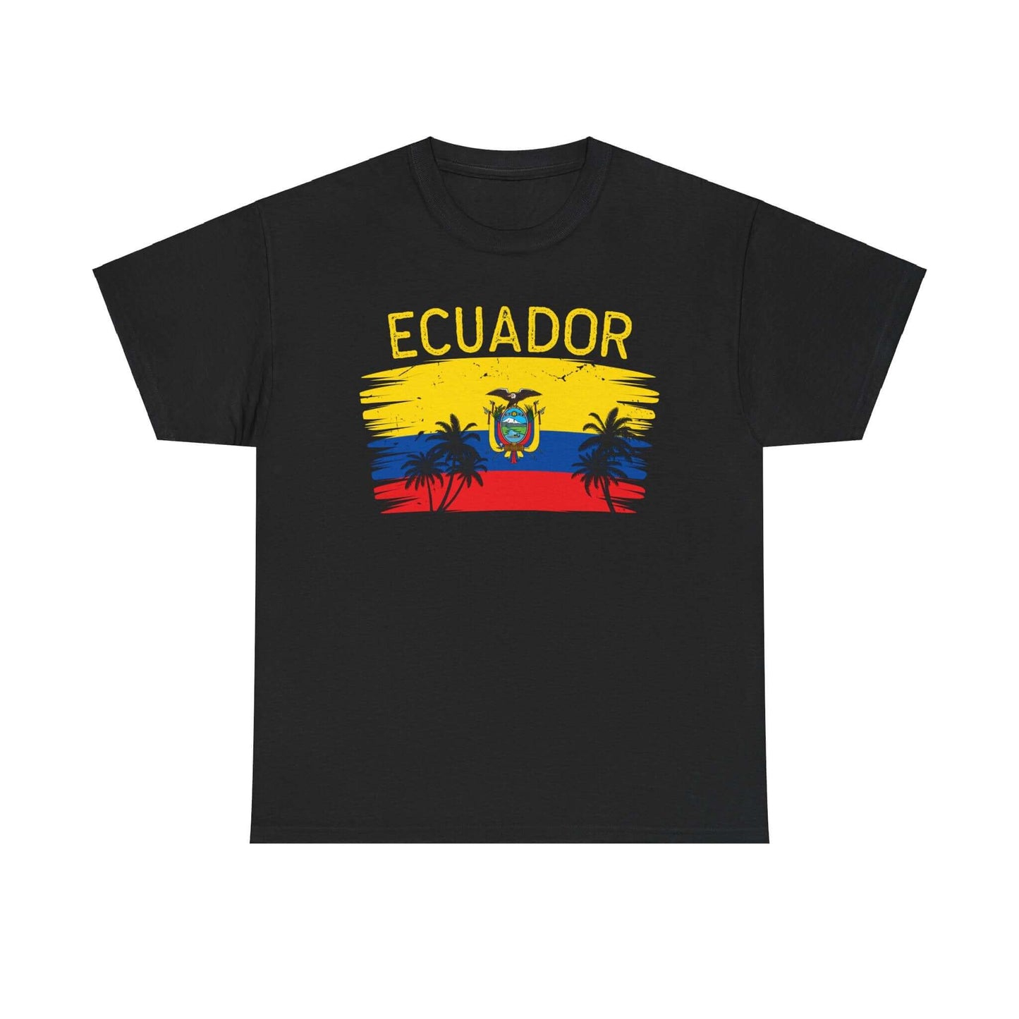 Ecuador Brushed Flag Colors Palm Trees Tee