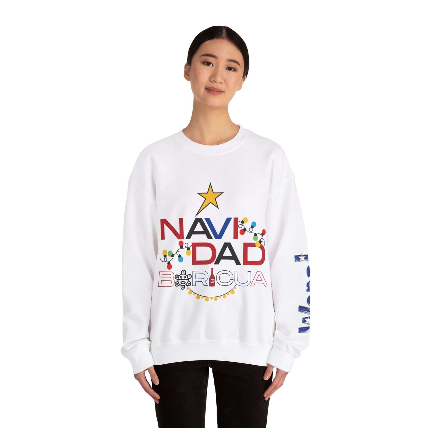 Unique Christmas Sweater, Vibrant Holiday Themed Prints on Left Sleeve, Perfect for Celebrating the Festive Season in Style