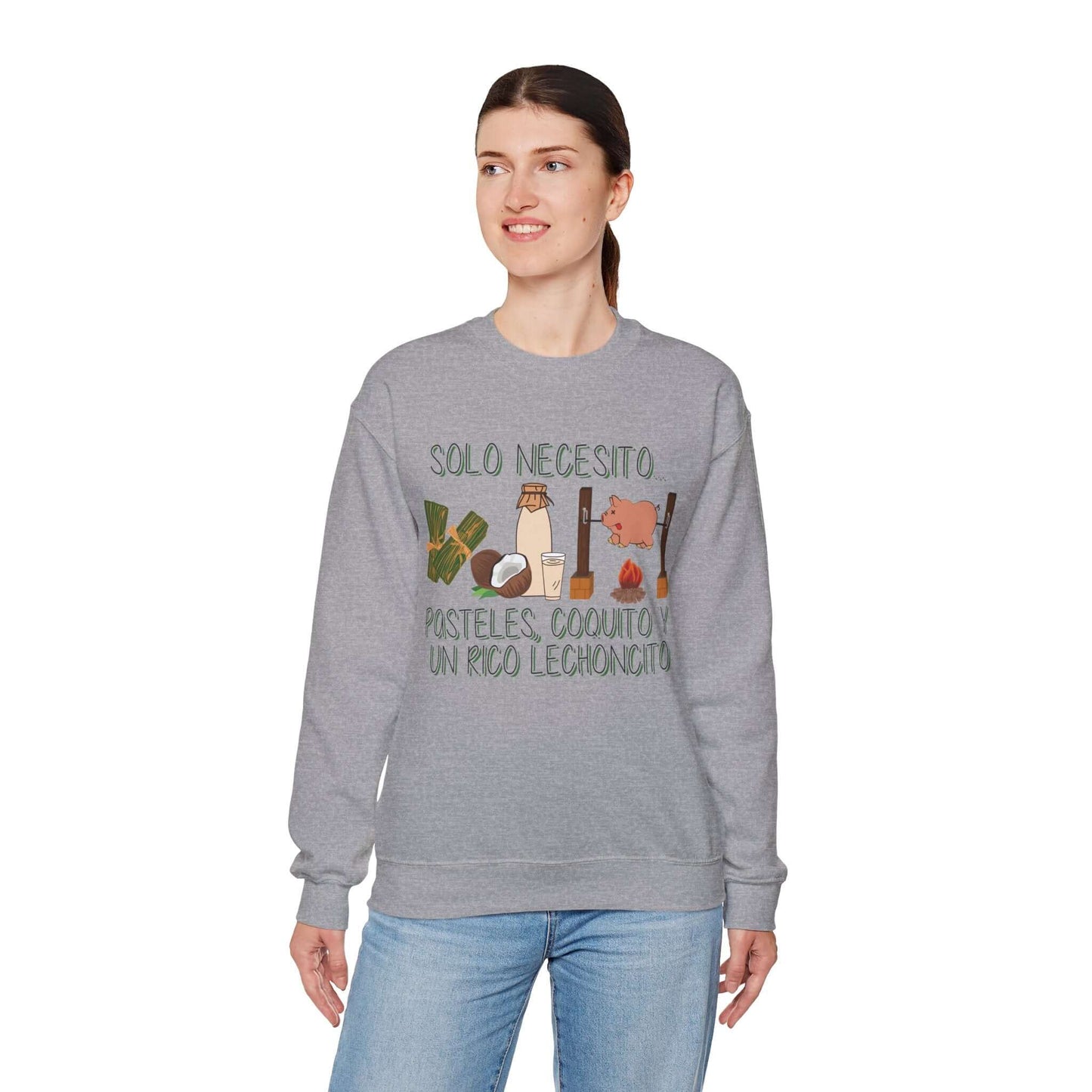 Cozy Holiday Sweater - Puerto Rican Cuisine Graphic Tee - Pasteles, Coquito, Lechon Cito - Festive Winter Fashion