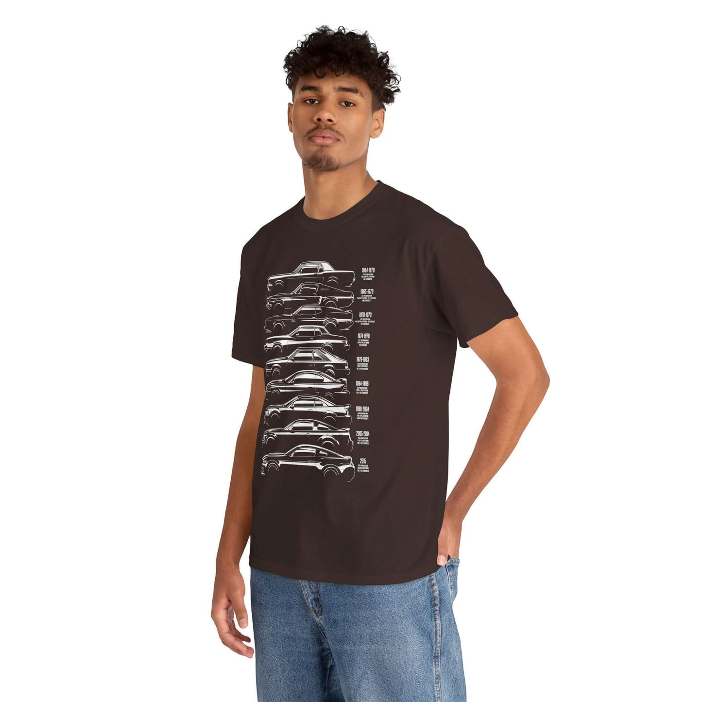 Evolution Tee - Unisex Heavy Cotton Shirt with Vintage to Modern Year-by-Year Specs