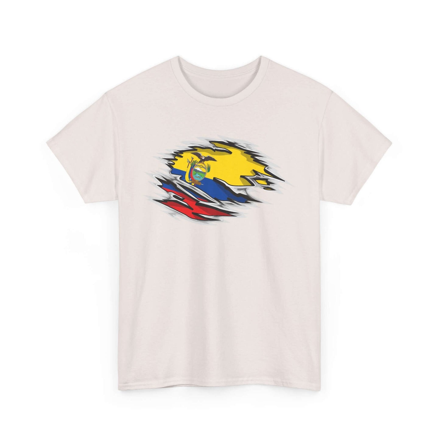 T-Shirt Ecuador Ripped Flag Colors Unisex Heavy Cotton Tee