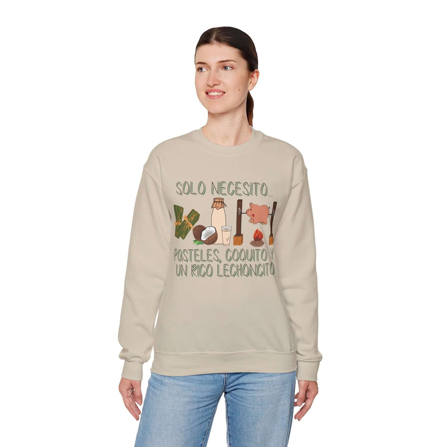 Cozy Holiday Sweater - Puerto Rican Cuisine Graphic Tee - Pasteles, Coquito, Lechon Cito - Festive Winter Fashion