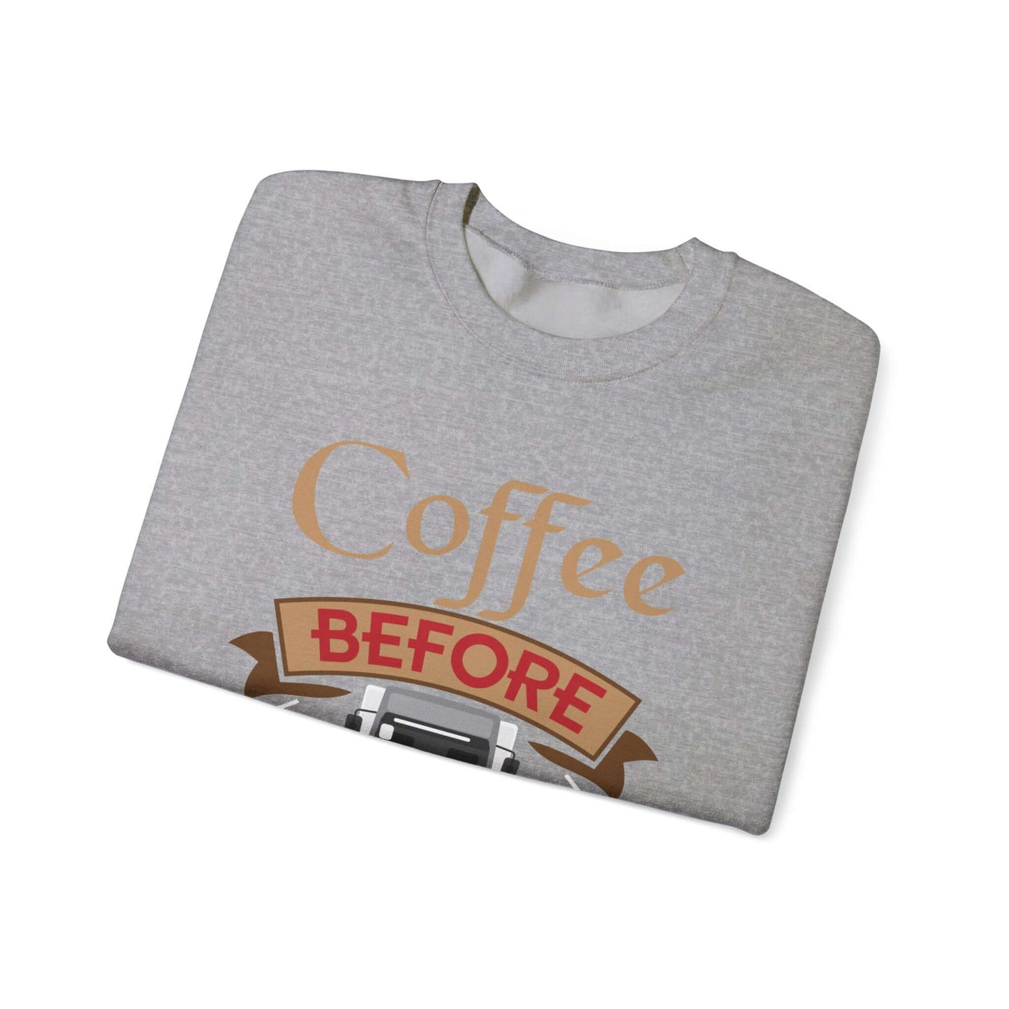 Vintage Car & Coffee Lover Grey Crewneck - Cozy Casual Statement Sweatshirt