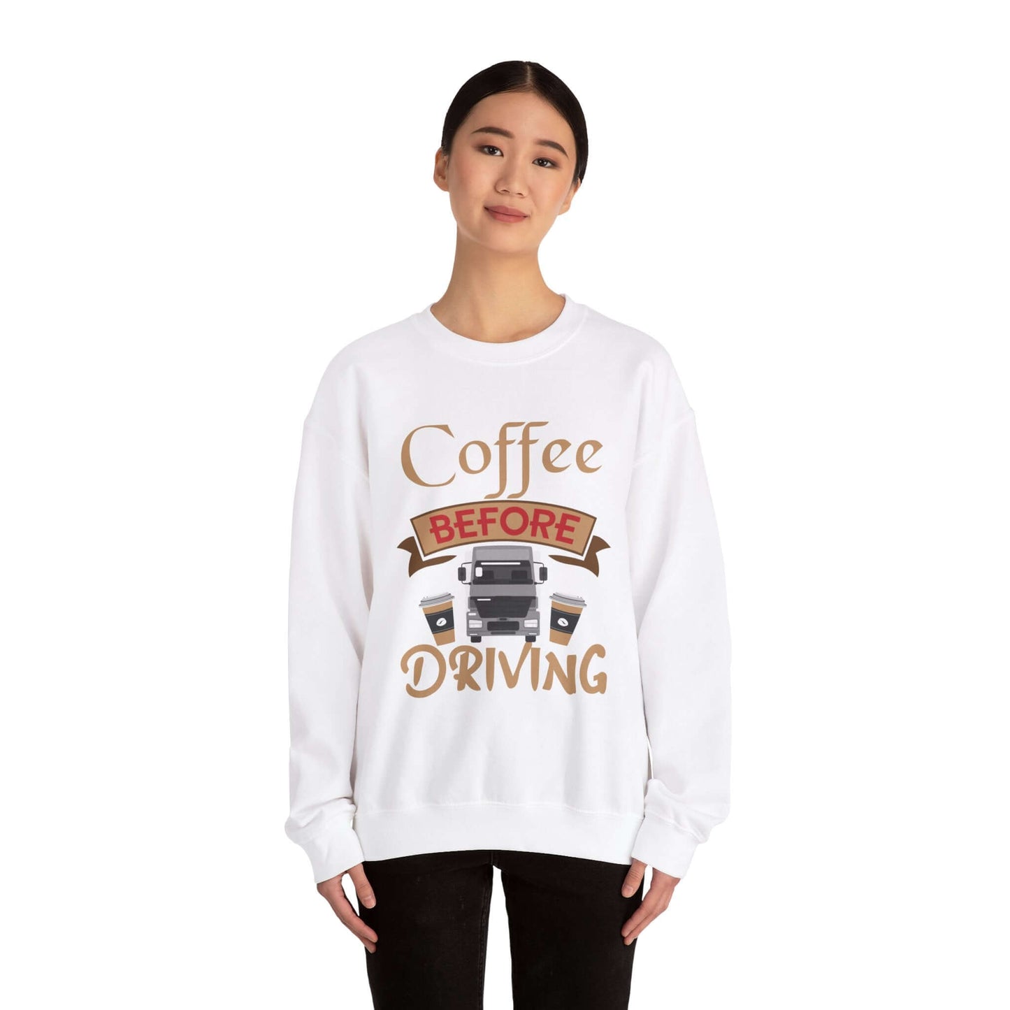 Vintage Car & Coffee Lover Grey Crewneck - Cozy Casual Statement Sweatshirt