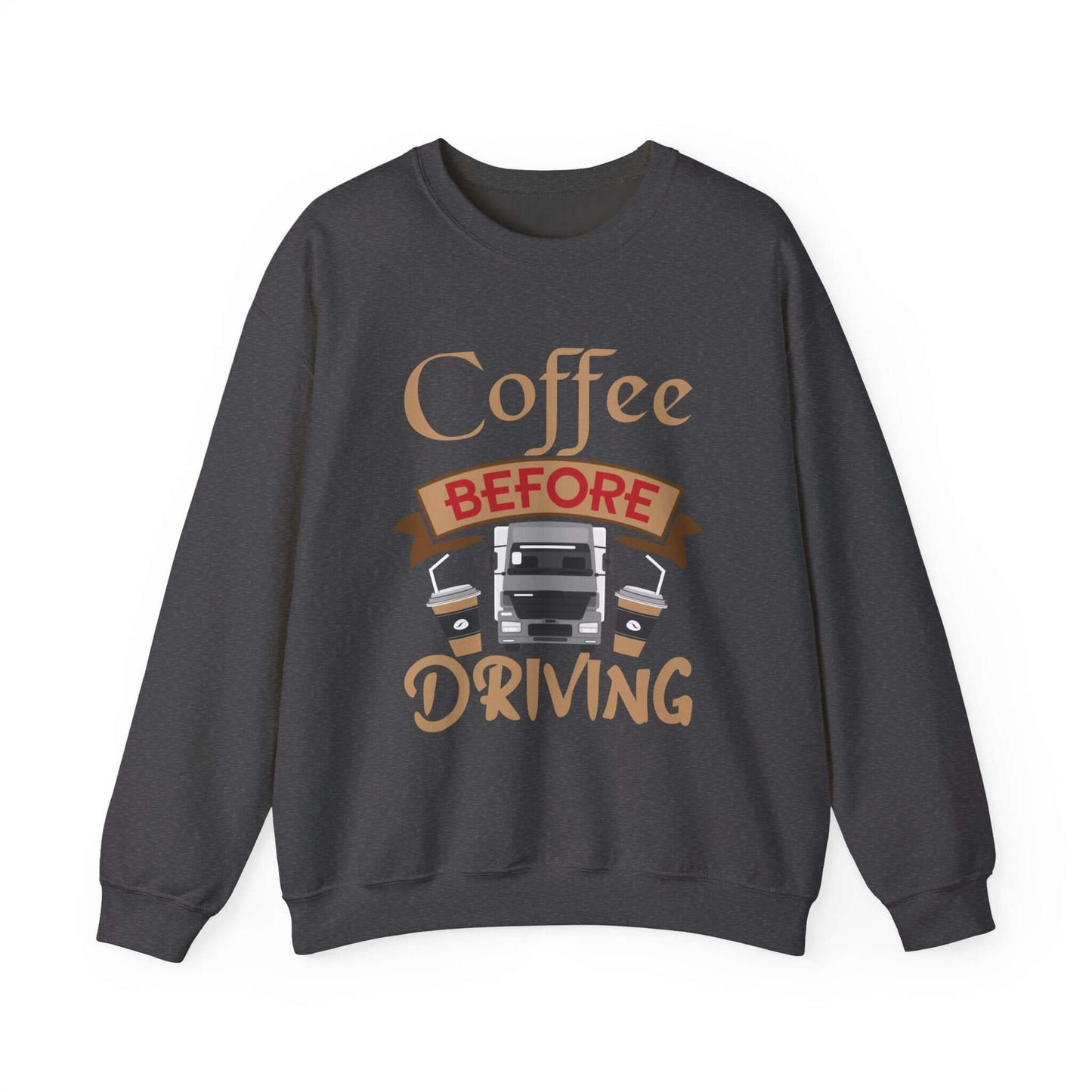 Vintage Car & Coffee Lover Grey Crewneck - Cozy Casual Statement Sweatshirt