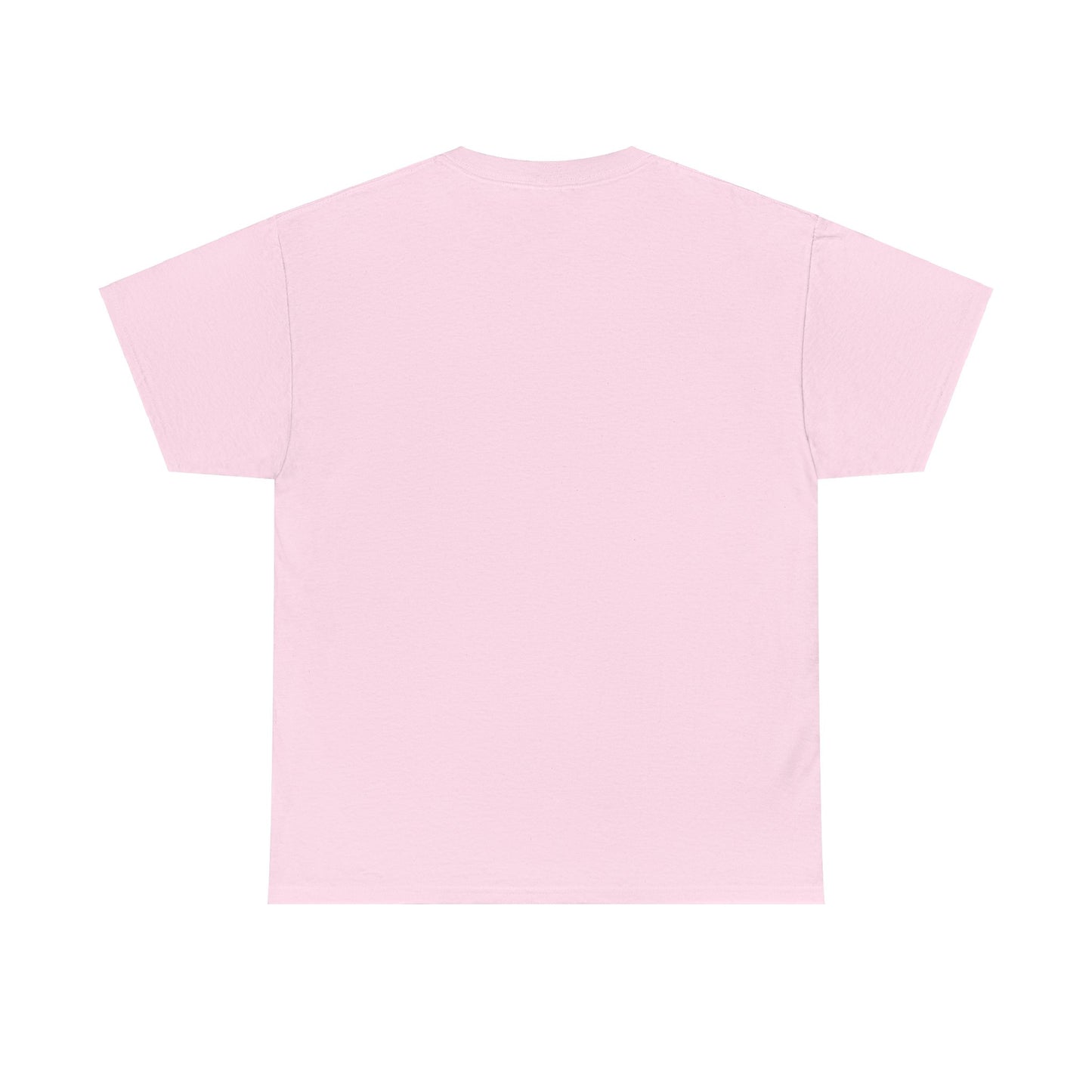 Back view of a pink unisex Christmas tee featuring a relaxed fit, perfect for holiday celebrations and casual wear.