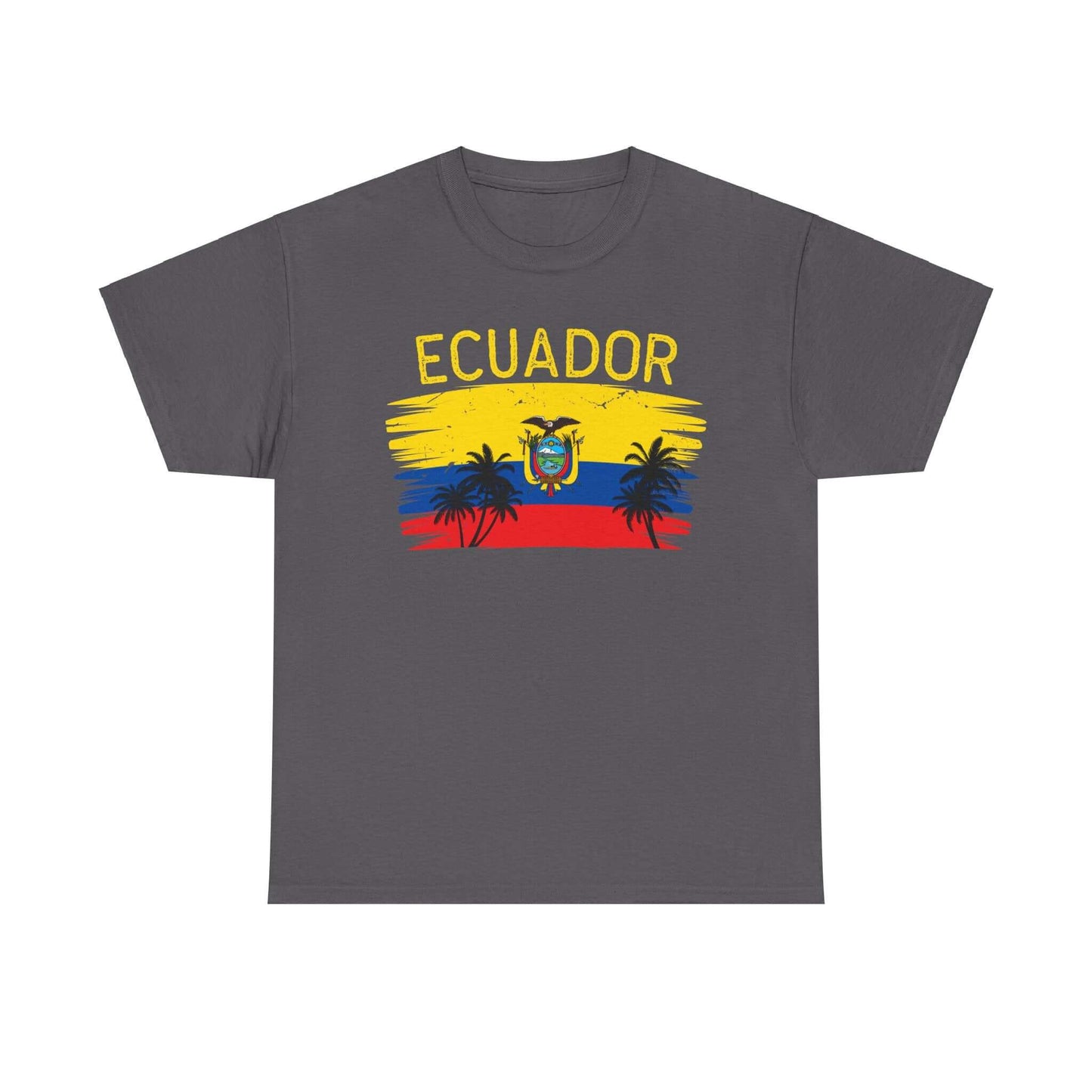 Ecuador Brushed Flag Colors Palm Trees Tee