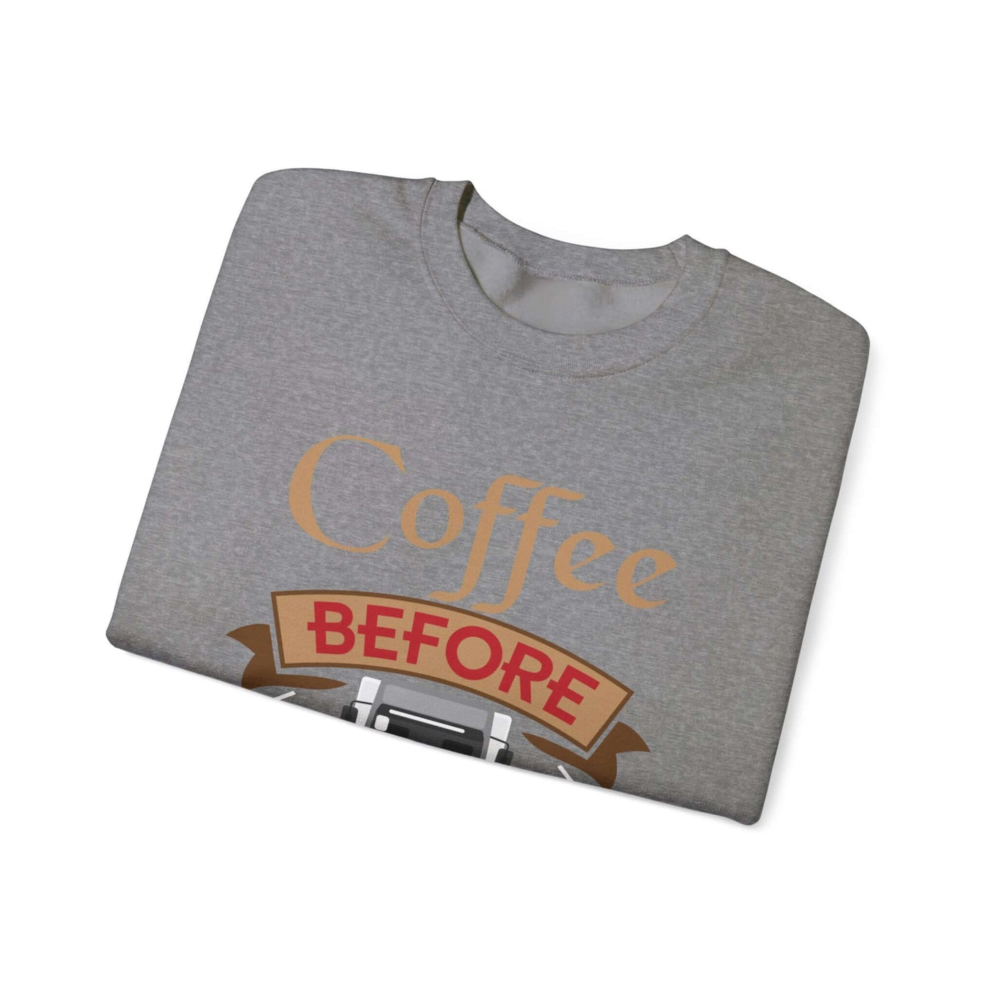 Vintage Car & Coffee Lover Grey Crewneck - Cozy Casual Statement Sweatshirt