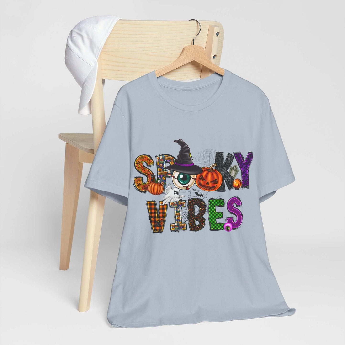 Halloween Vibes Women's T-shirt - Spooky Mischievous Goblins and Fluttering Bats - Cartoon Scary Tee for Halloween Outfits and Tingling Fun.