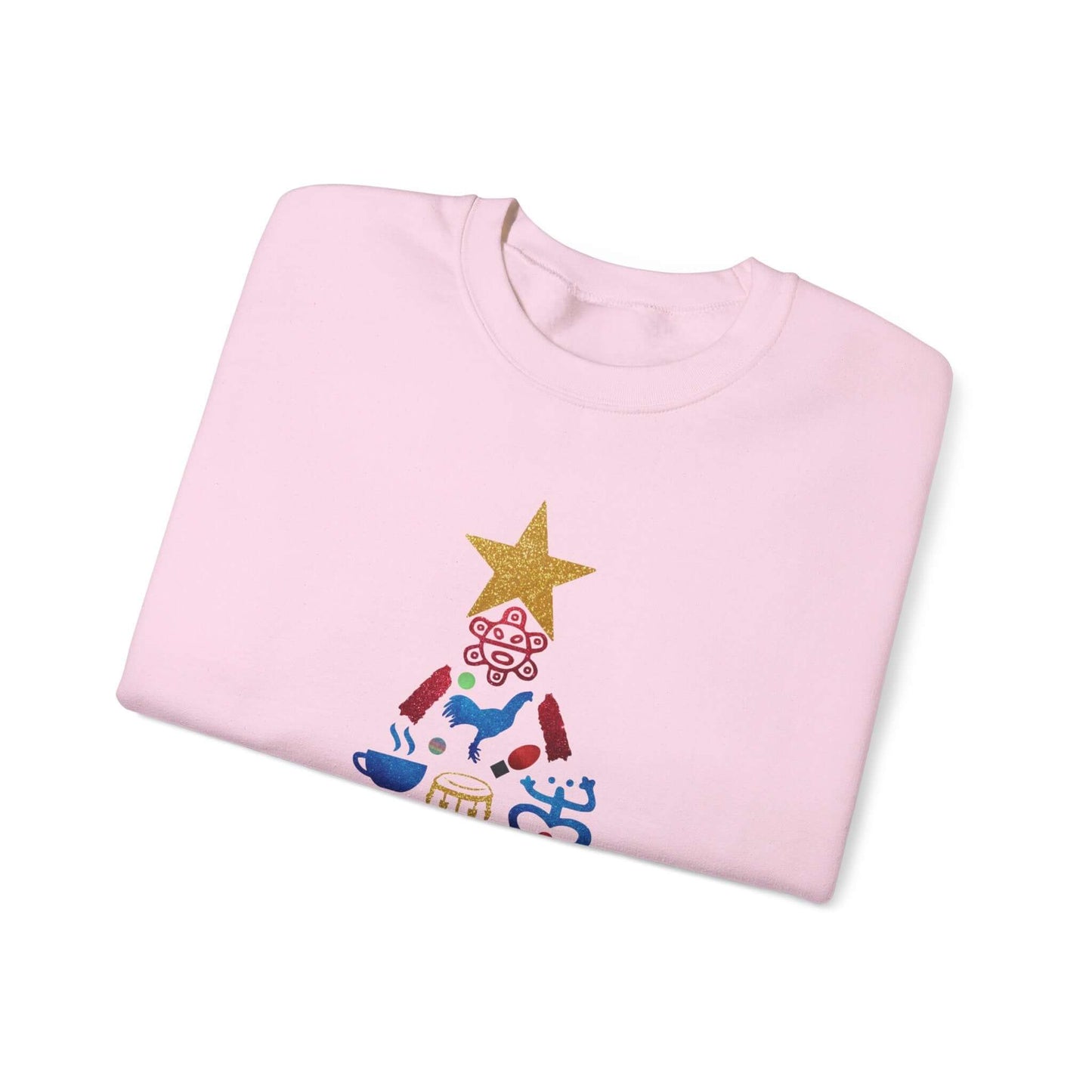 Feliz Navidad Puerto Rico Festive Print on left Long Sleeve Christmas T-Shirt with Unique Colorful Tree Design