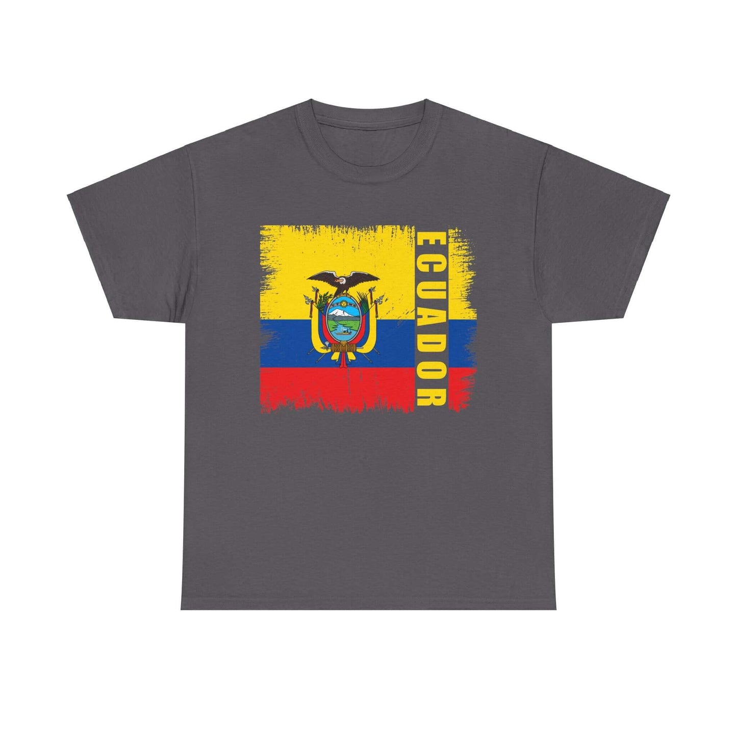 T-Shirt Ecuador Distressed Painted Flag Colors Unisex Heavy Cotton Tee