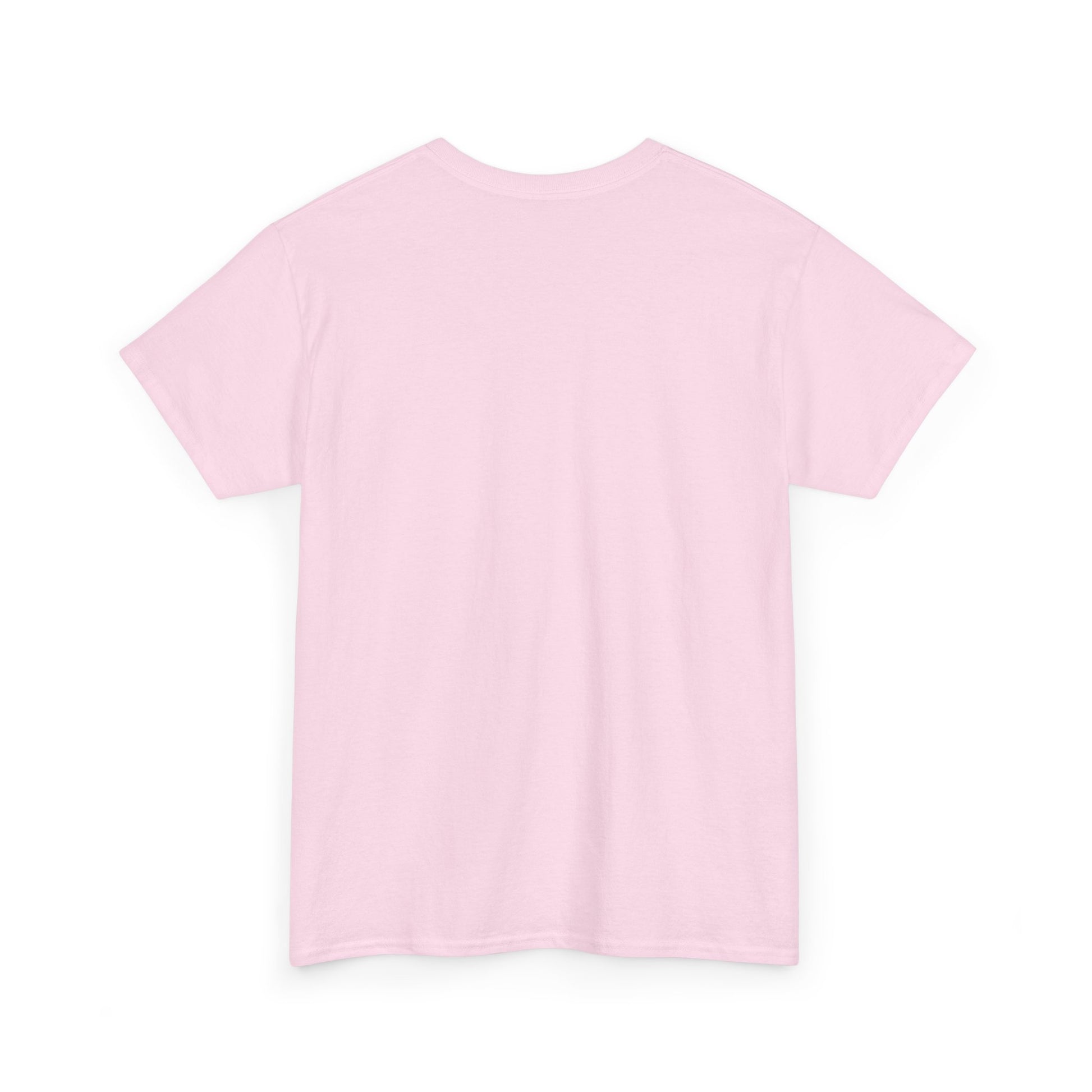 Back view of a cozy pink T-shirt, perfect for festive holiday gatherings and casual wear.