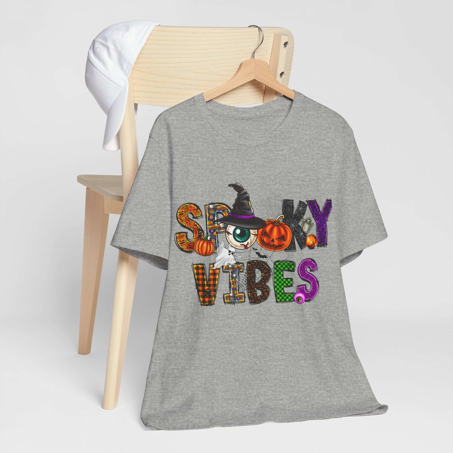 Halloween Vibes Women's T-shirt - Spooky Mischievous Goblins and Fluttering Bats - Cartoon Scary Tee for Halloween Outfits and Tingling Fun.