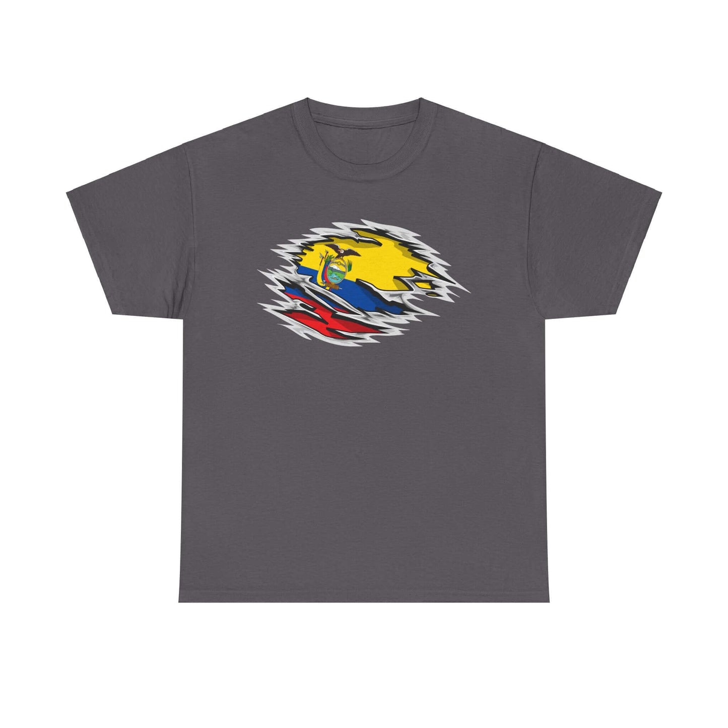 T-Shirt Ecuador Ripped Flag Colors Unisex Heavy Cotton Tee