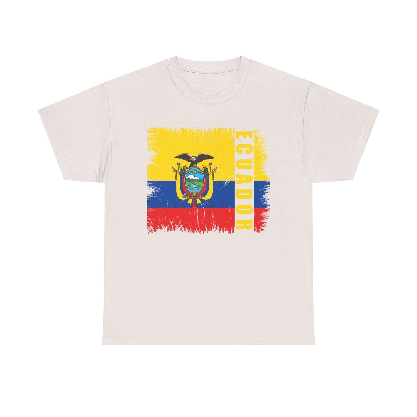 T-Shirt Ecuador Distressed Painted Flag Colors Unisex Heavy Cotton Tee