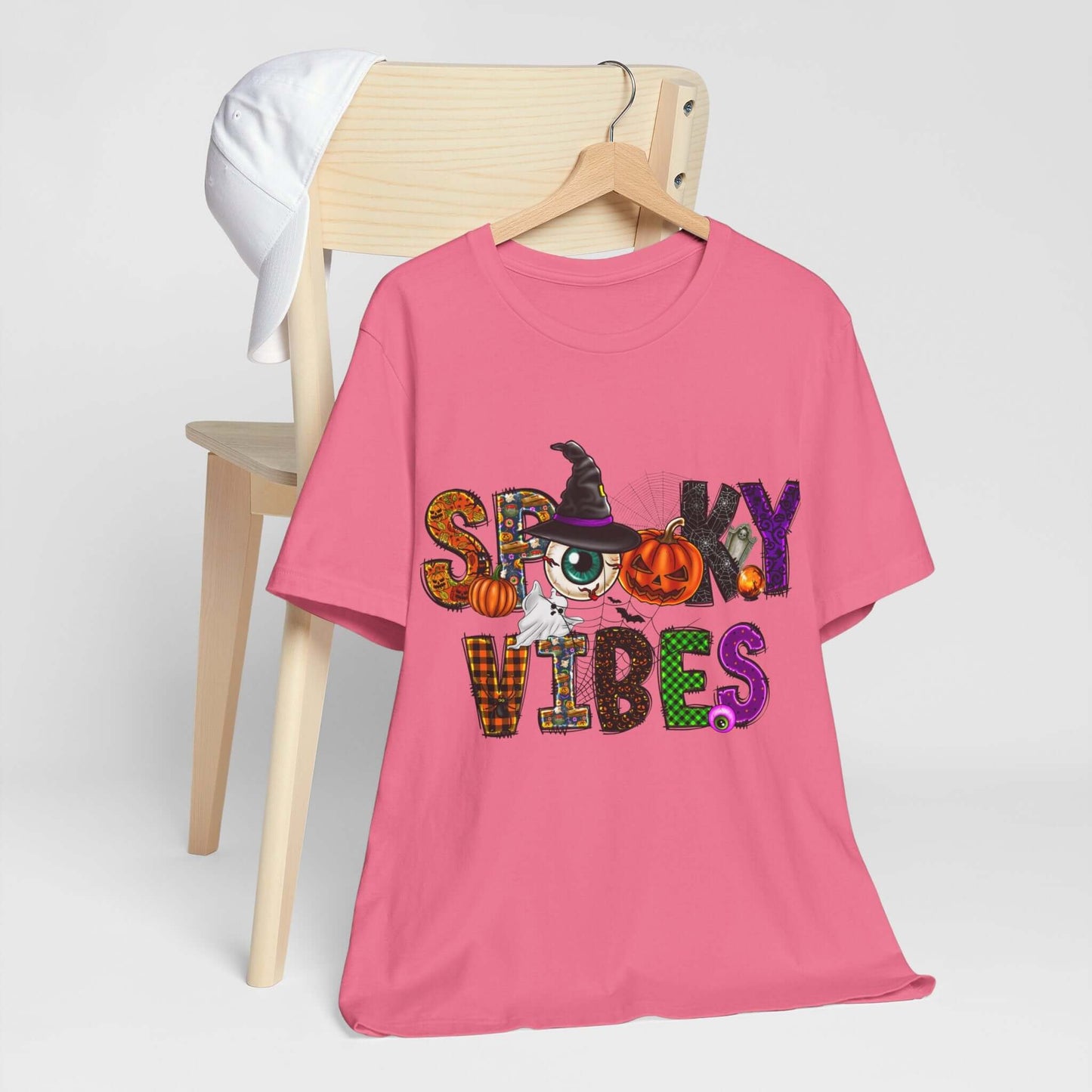 Halloween Vibes Women's T-shirt - Spooky Mischievous Goblins and Fluttering Bats - Cartoon Scary Tee for Halloween Outfits and Tingling Fun.