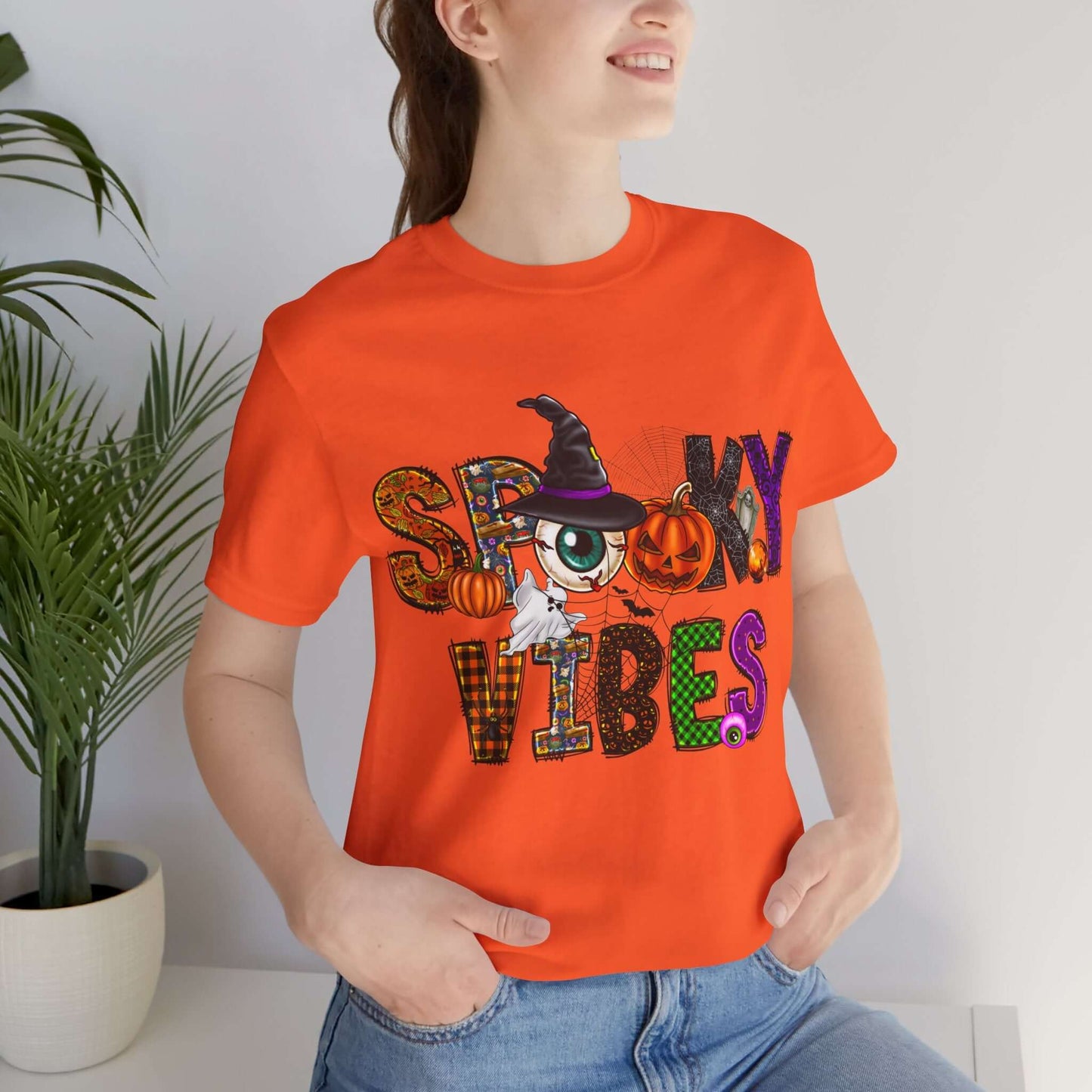 Halloween Vibes Women's T-shirt - Spooky Mischievous Goblins and Fluttering Bats - Cartoon Scary Tee for Halloween Outfits and Tingling Fun.