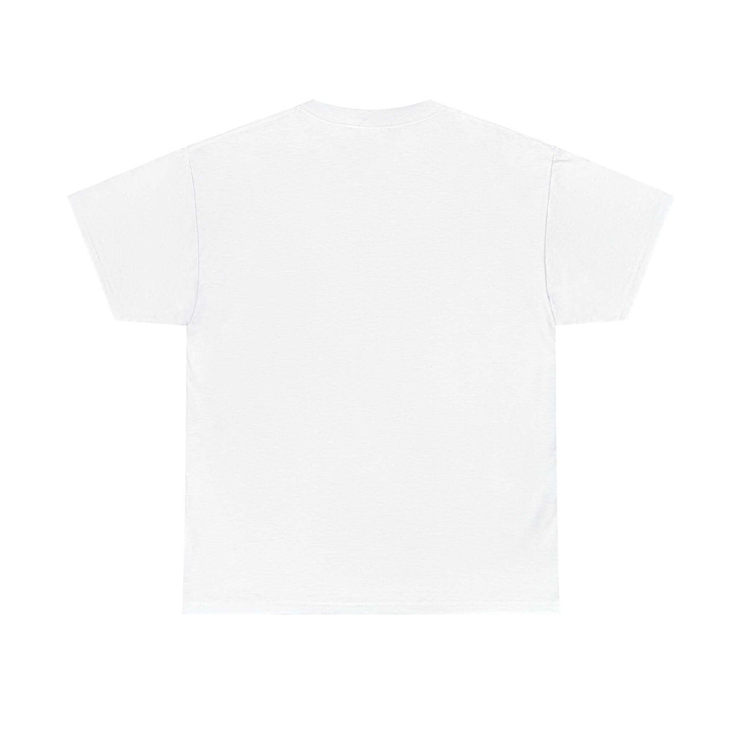 Back view of a plain white short-sleeve t-shirt, ideal for casual wear or customization. Perfect for any wardrobe.