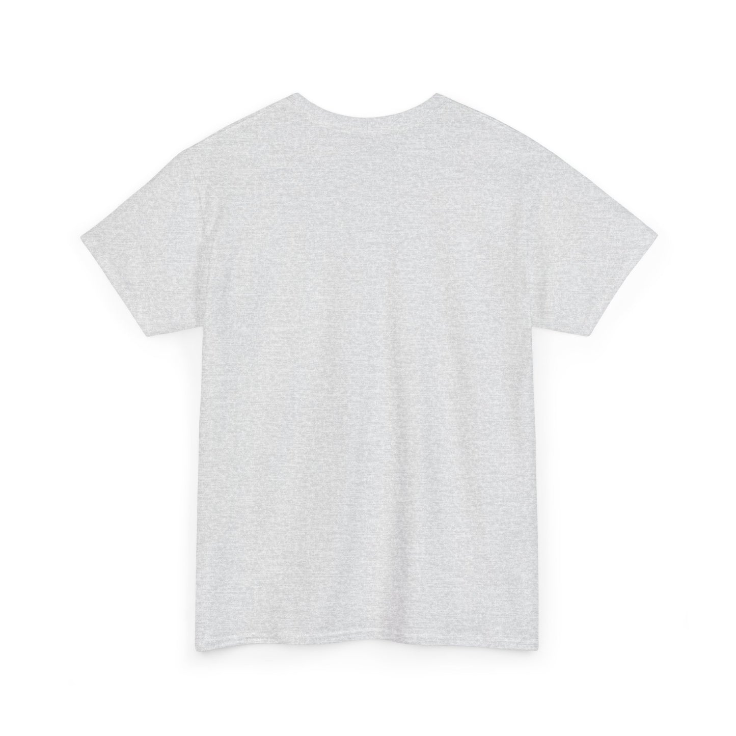 Back view of a gray unisex t-shirt, ideal for casual holiday wear and festive celebrations.