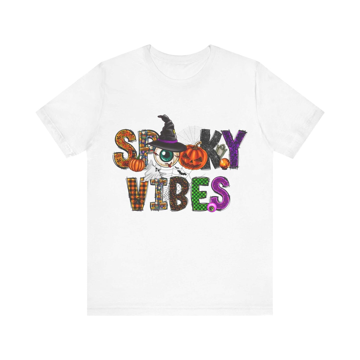 Halloween Vibes Women's T-shirt - Spooky Mischievous Goblins and Fluttering Bats - Cartoon Scary Tee for Halloween Outfits and Tingling Fun.