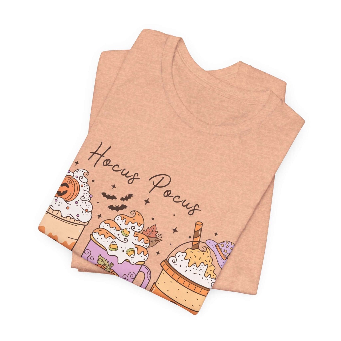 Halloween Coffee Lover's T-shirt, Hocus Pocus I Need Coffee to Focus, Women's Spooky Shirt for Brew-Witching Mornings and Halloween Parties.